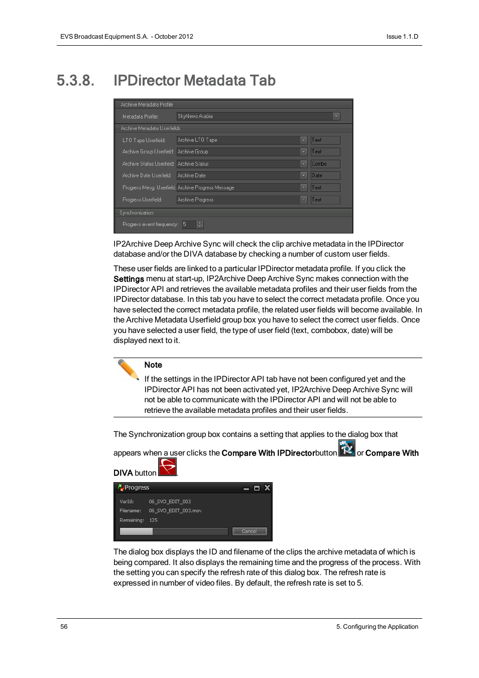 Ipdirector metadata tab | EVS IP2Archive Deep Archive Sync Version 1.1 - October 2012 User Manual User Manual | Page 61 / 66