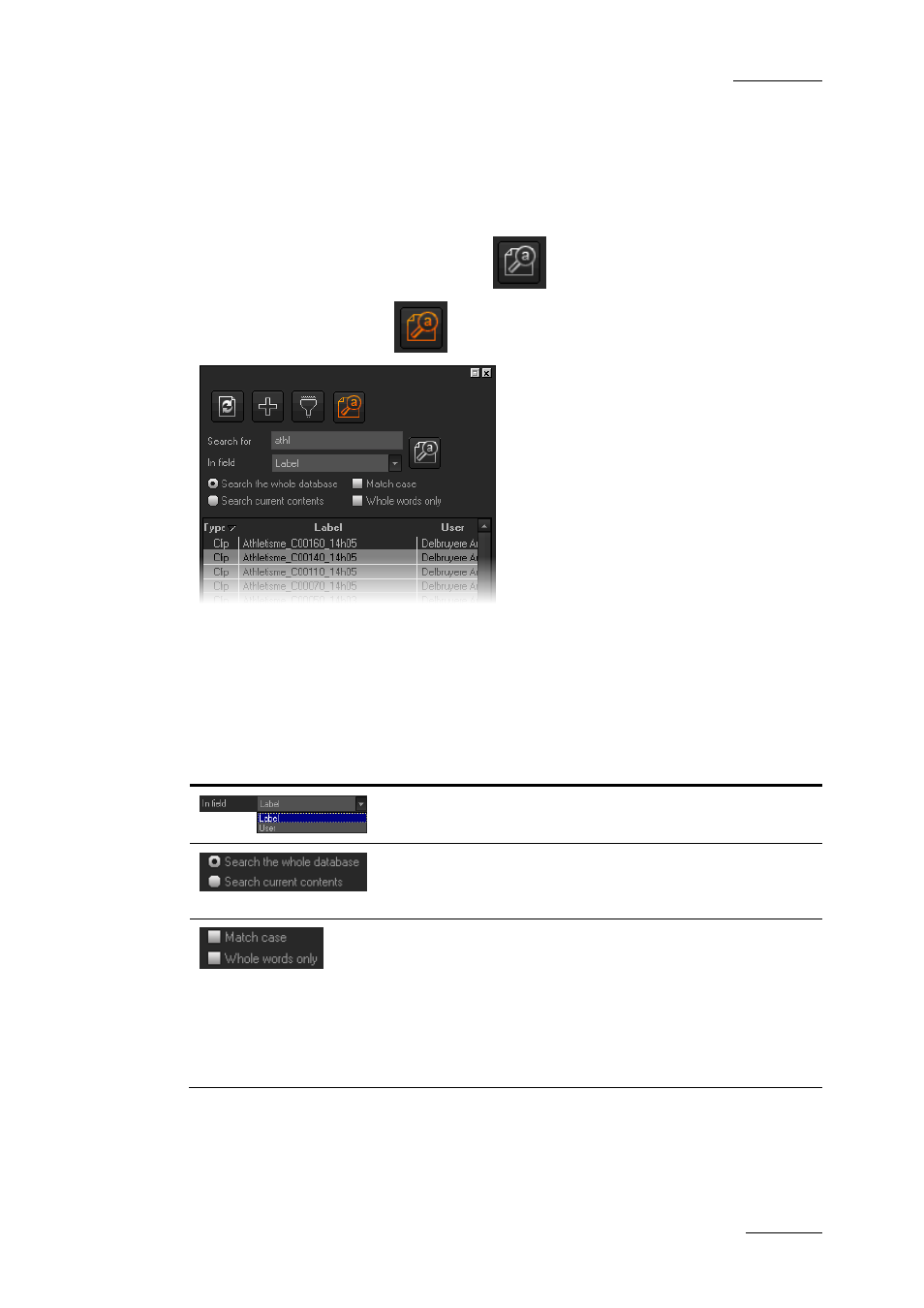 2 search view, 1 search view activation, 2 available search options | Search view, Search view activation, Available search options, Earch, Ctivation, Vailable, Ptions | EVS XEDIO Playout Organizer Version 3.1 - January 2011 User Manual User Manual | Page 12 / 29