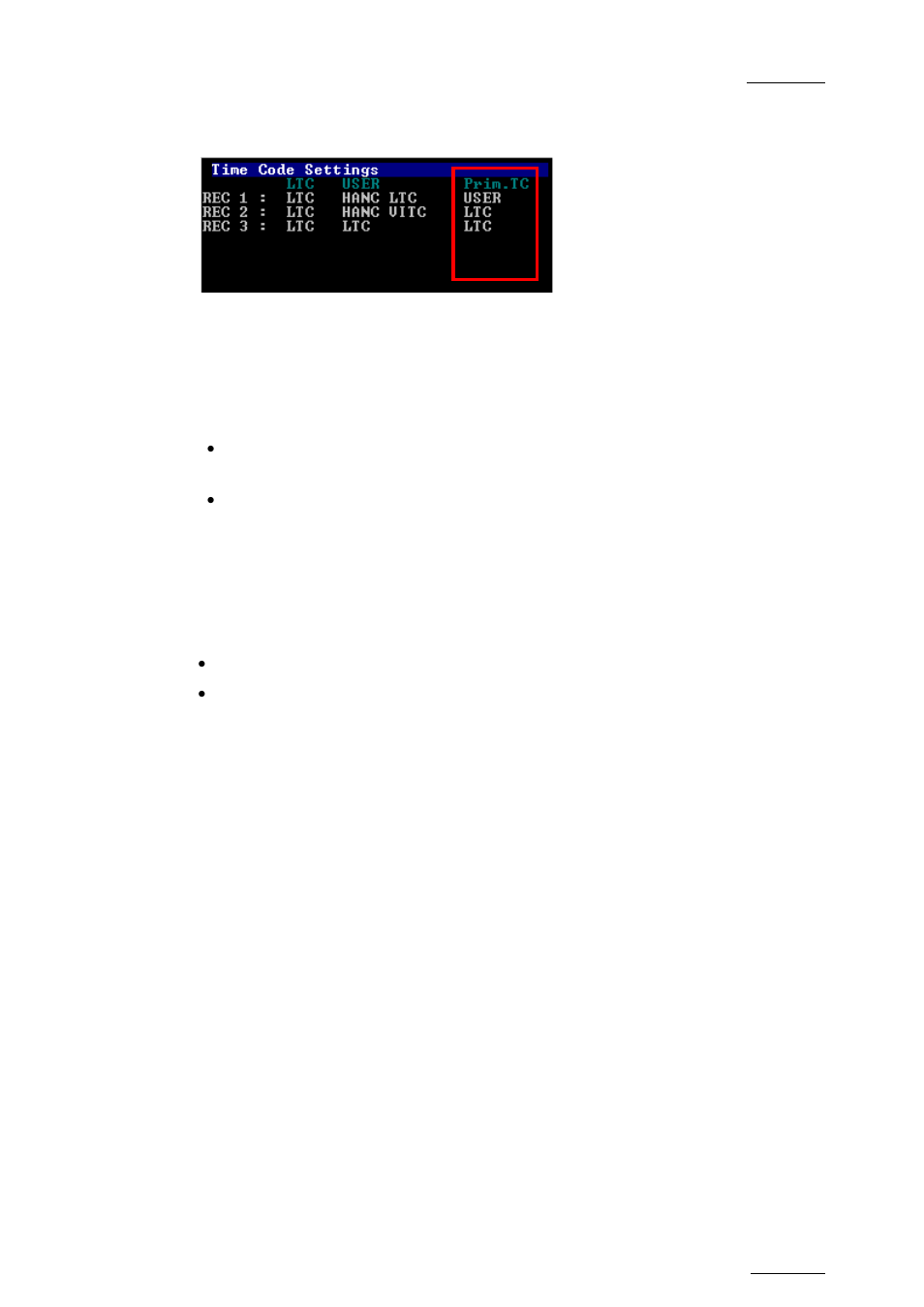 Timecode type used on a recorder, Possible values, Timecode color on the osd | How to setup the primary tc and user fields | EVS MulticamLSM Version 10.04 - January 2011 Configuration Manual User Manual | Page 21 / 98