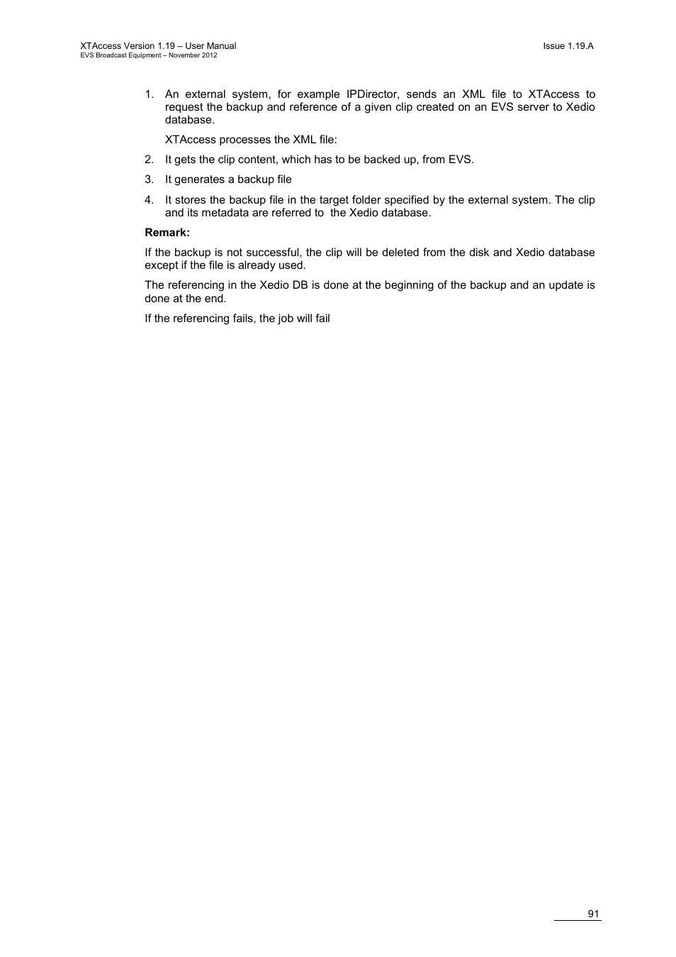 EVS XTAccess Version 1.19 - November 2012 User Manual User Manual | Page 101 / 112