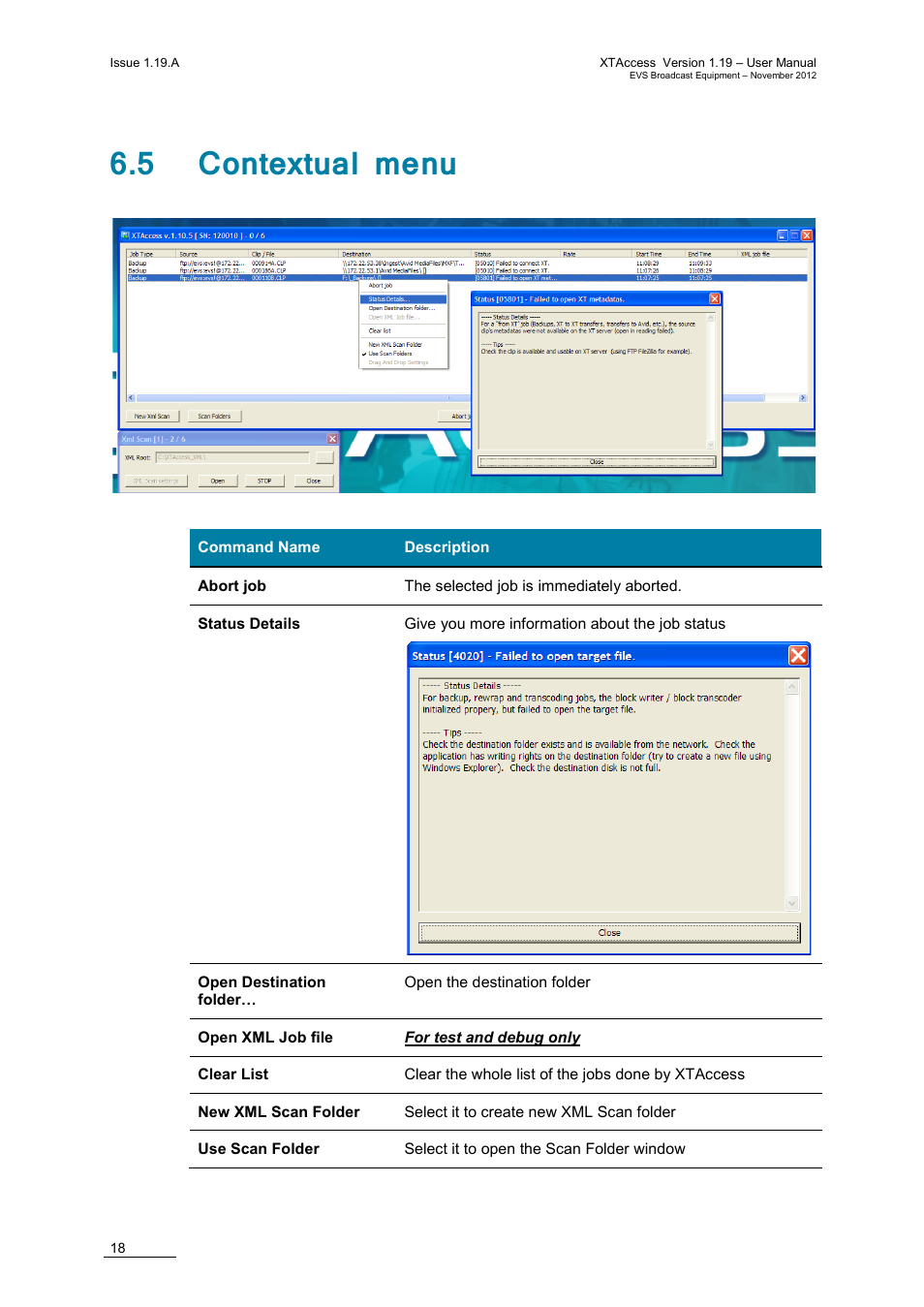 5 contextual menu | EVS XTAccess Version 1.19 - November 2012 User Manual User Manual | Page 28 / 112