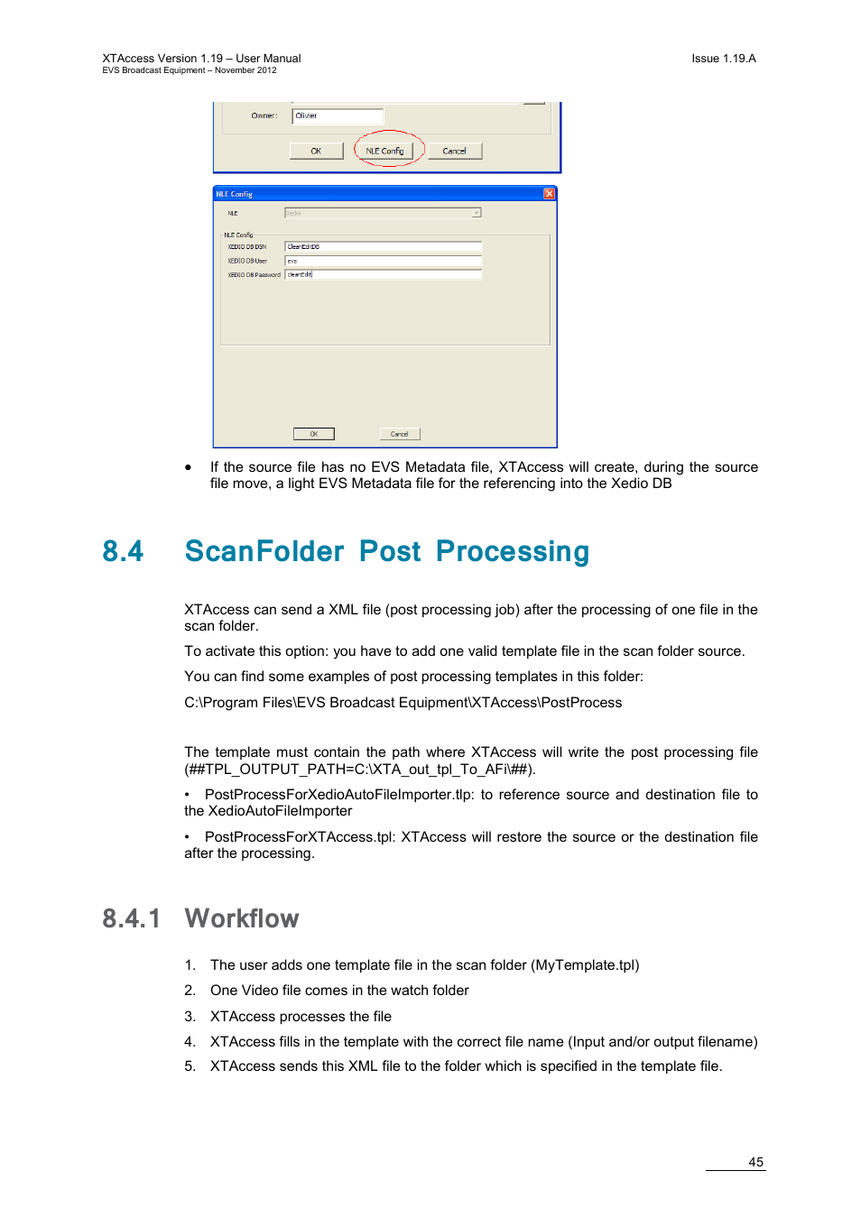 4 scanfolder post processing, 1 workflow, Workflow | EVS XTAccess Version 1.19 - November 2012 User Manual User Manual | Page 55 / 112