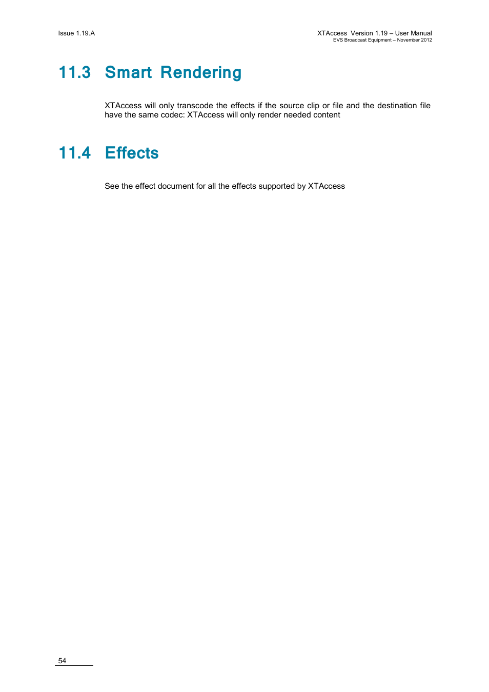 3 smart rendering, 4 effects | EVS XTAccess Version 1.19 - November 2012 User Manual User Manual | Page 64 / 112