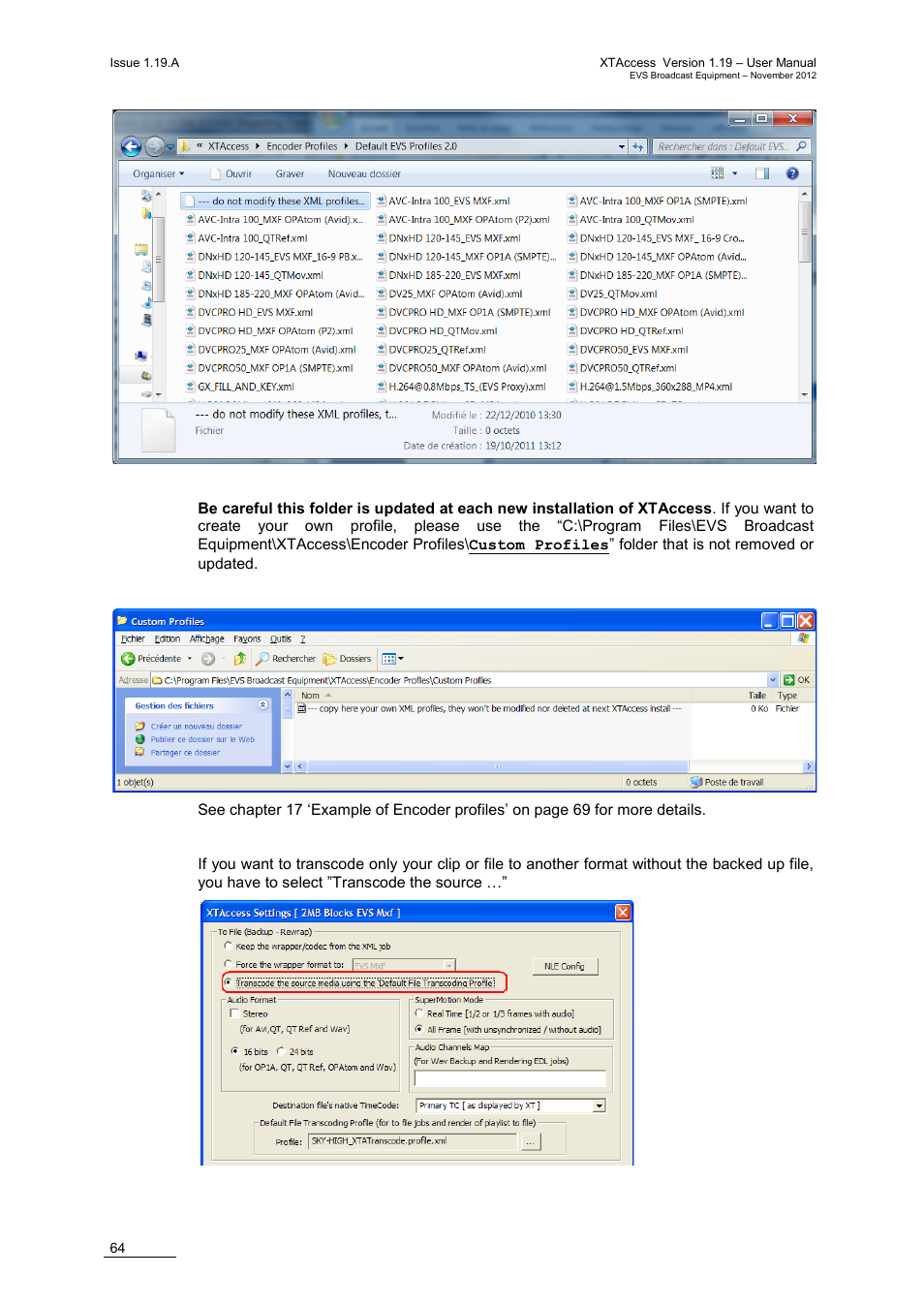EVS XTAccess Version 1.19 - November 2012 User Manual User Manual | Page 74 / 112