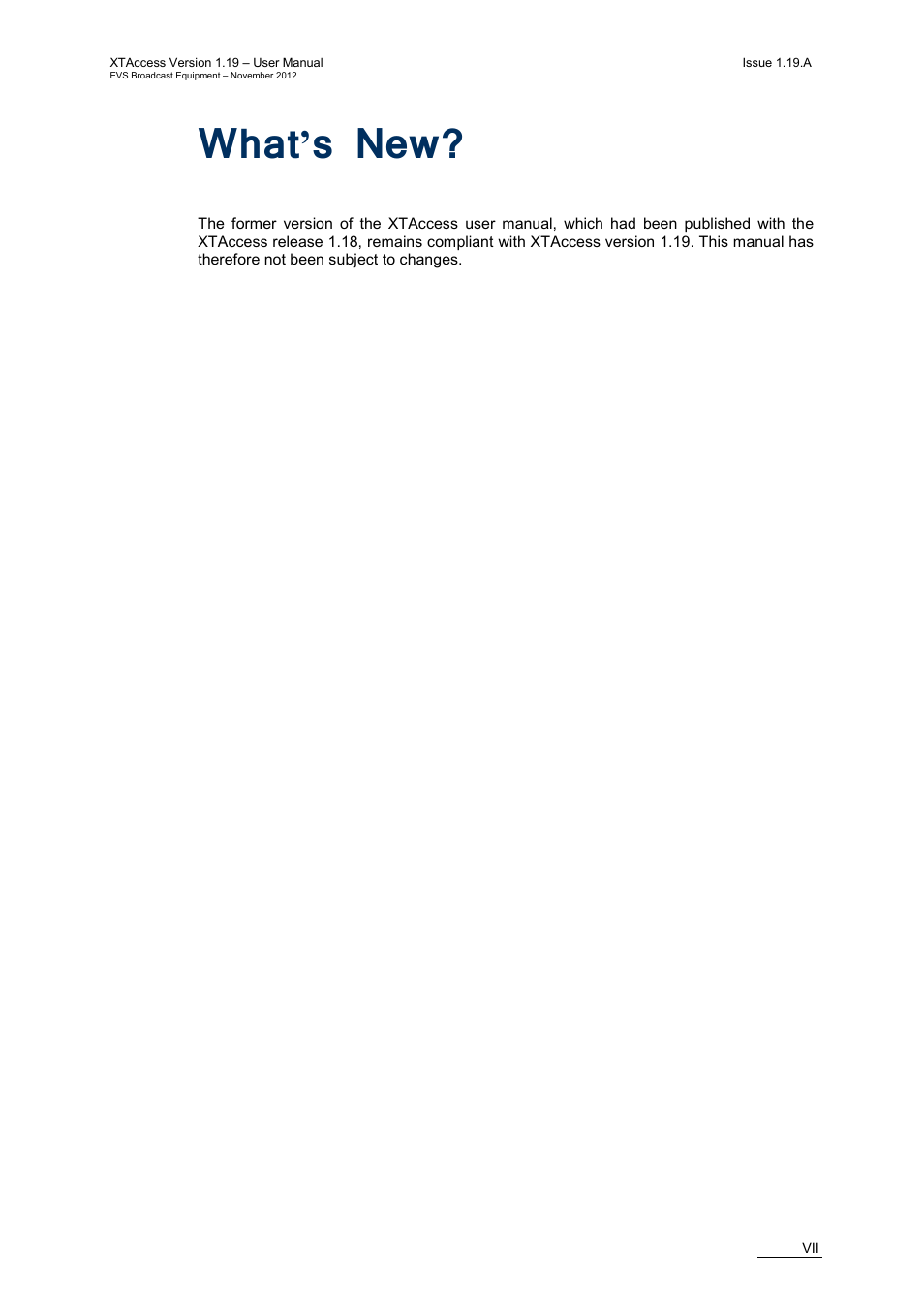 What’s new | EVS XTAccess Version 1.19 - November 2012 User Manual User Manual | Page 9 / 112