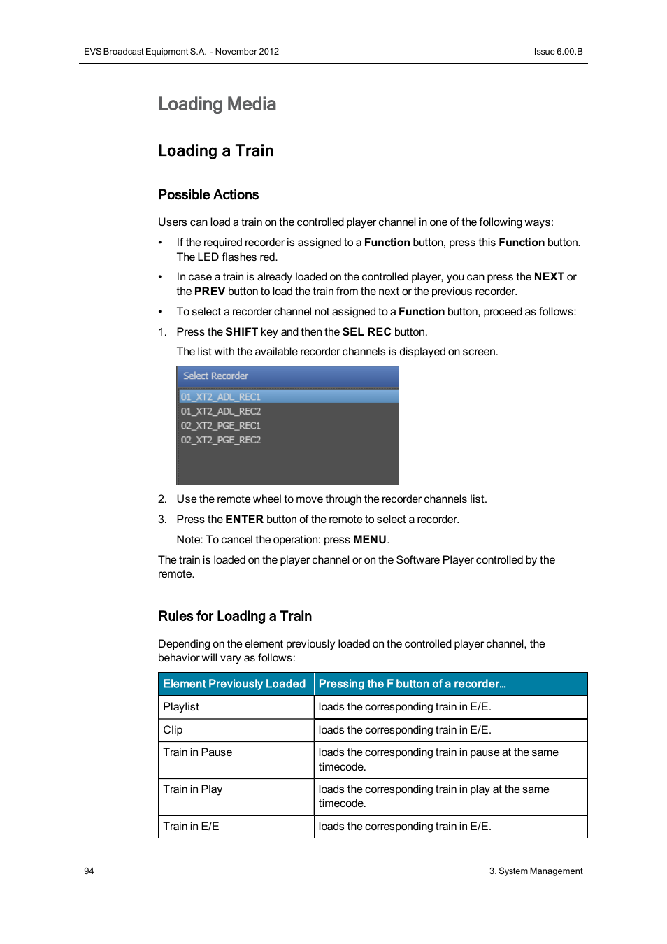 Loading media, Loading a train | EVS IPDirector Version 6.0 - November 2012 Part 1 User's Manual User Manual | Page 104 / 140