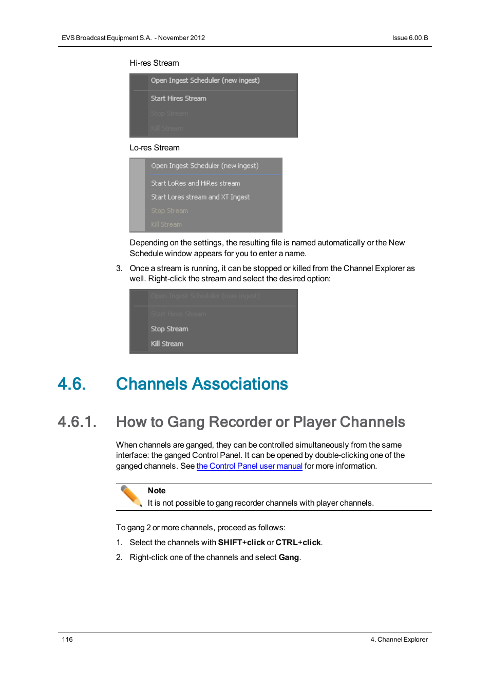 Channels associations, How to gang recorder or player channels | EVS IPDirector Version 6.0 - November 2012 Part 1 User's Manual User Manual | Page 126 / 140