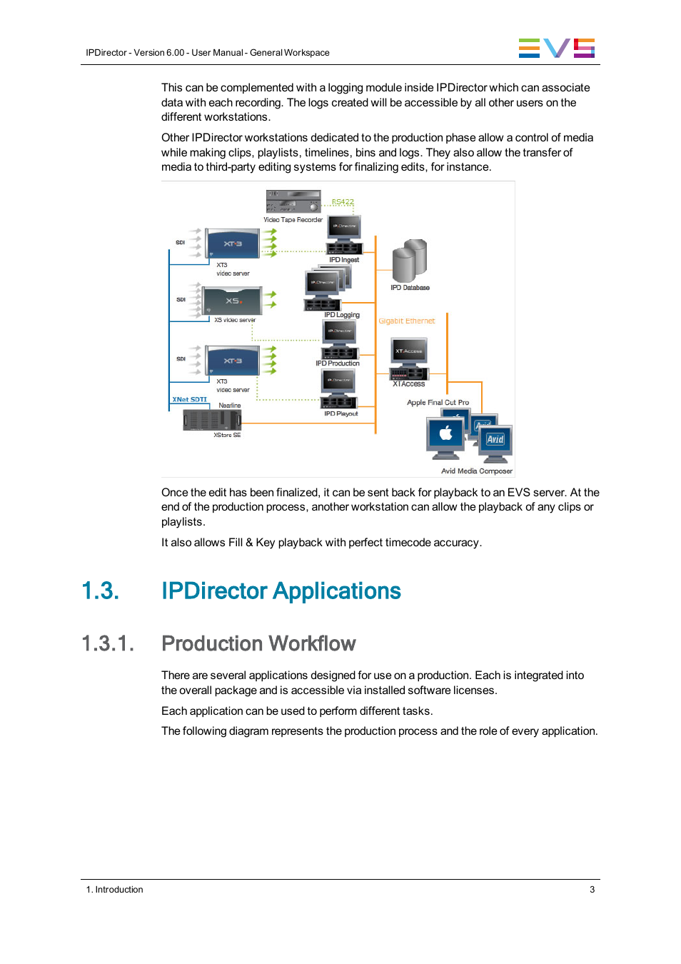 Ipdirector applications, Production workflow | EVS IPDirector Version 6.0 - November 2012 Part 1 User's Manual User Manual | Page 13 / 140