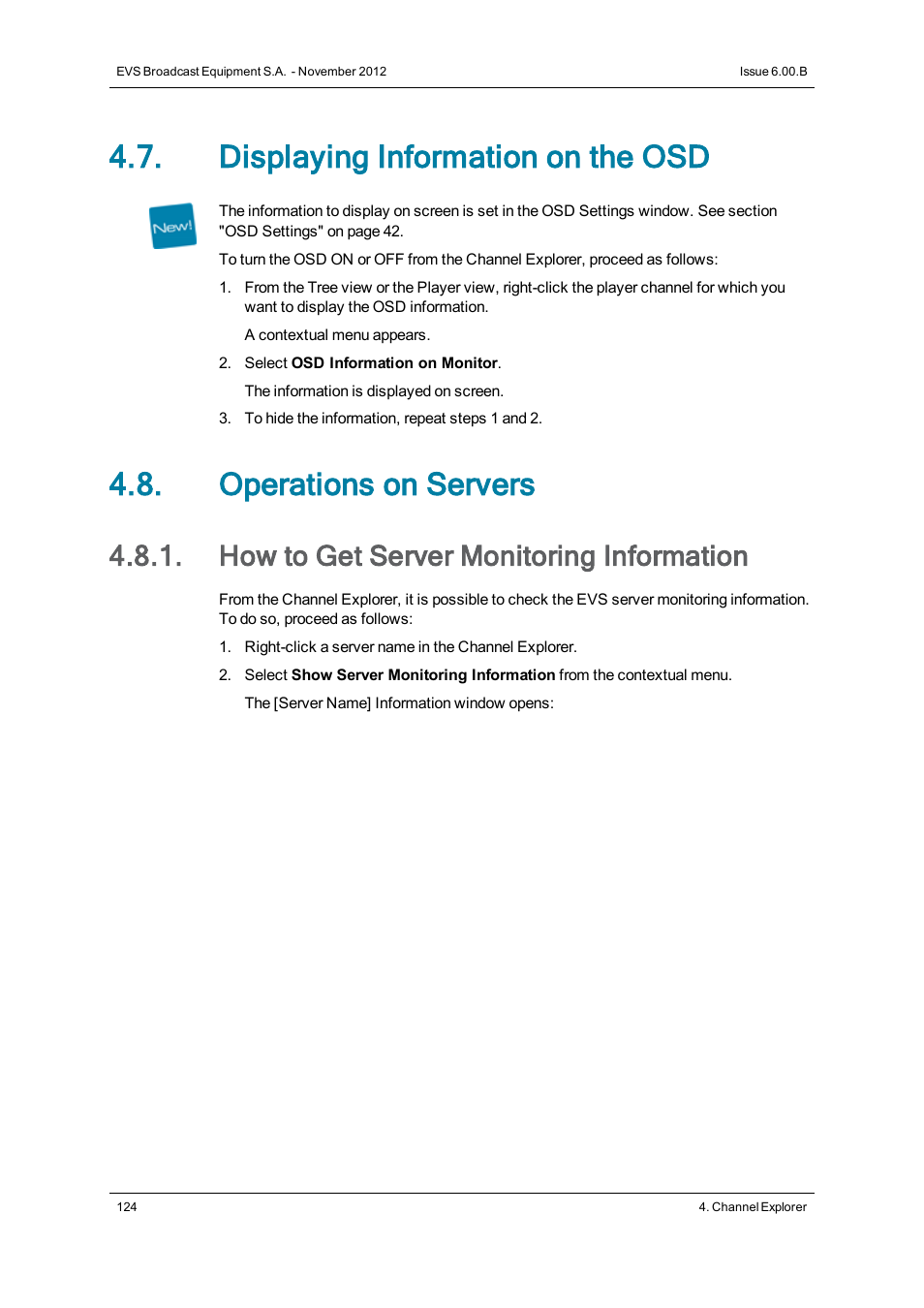 Displaying information on the osd, Operations on servers, How to get server monitoring information | EVS IPDirector Version 6.0 - November 2012 Part 1 User's Manual User Manual | Page 134 / 140