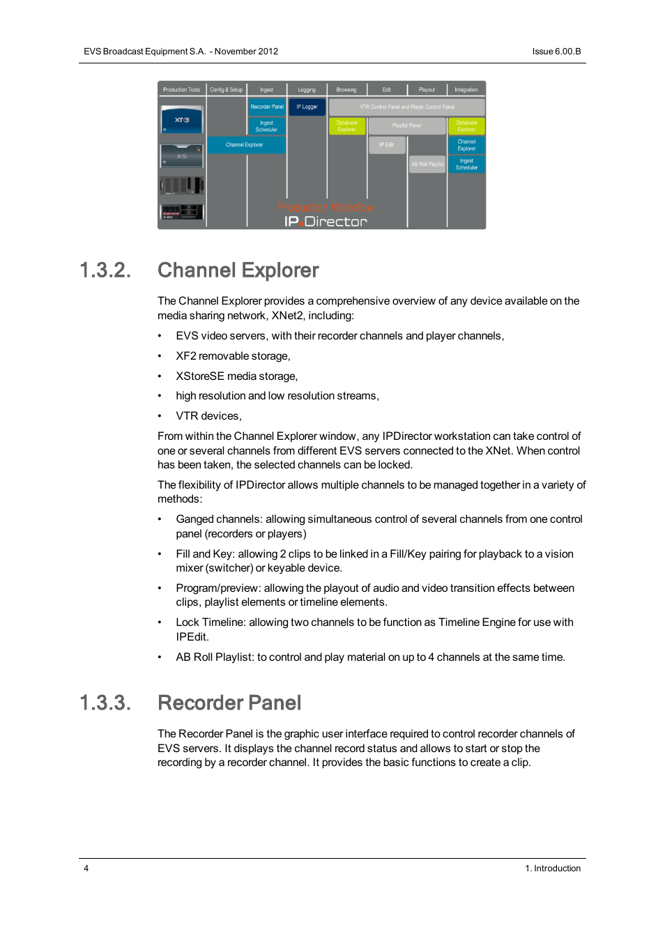 Channel explorer, Recorder panel | EVS IPDirector Version 6.0 - November 2012 Part 1 User's Manual User Manual | Page 14 / 140