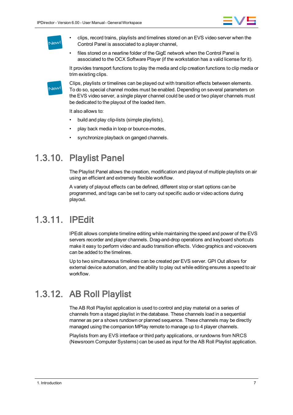 Playlist panel, Ipedit, Ab roll playlist | EVS IPDirector Version 6.0 - November 2012 Part 1 User's Manual User Manual | Page 17 / 140