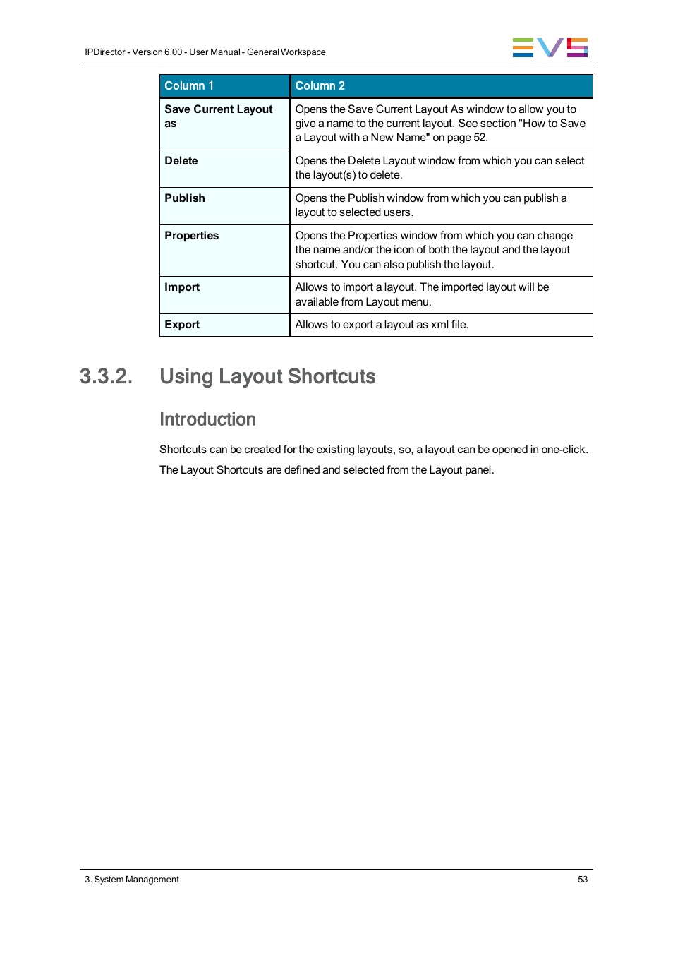 Using layout shortcuts, Introduction | EVS IPDirector Version 6.0 - November 2012 Part 1 User's Manual User Manual | Page 63 / 140