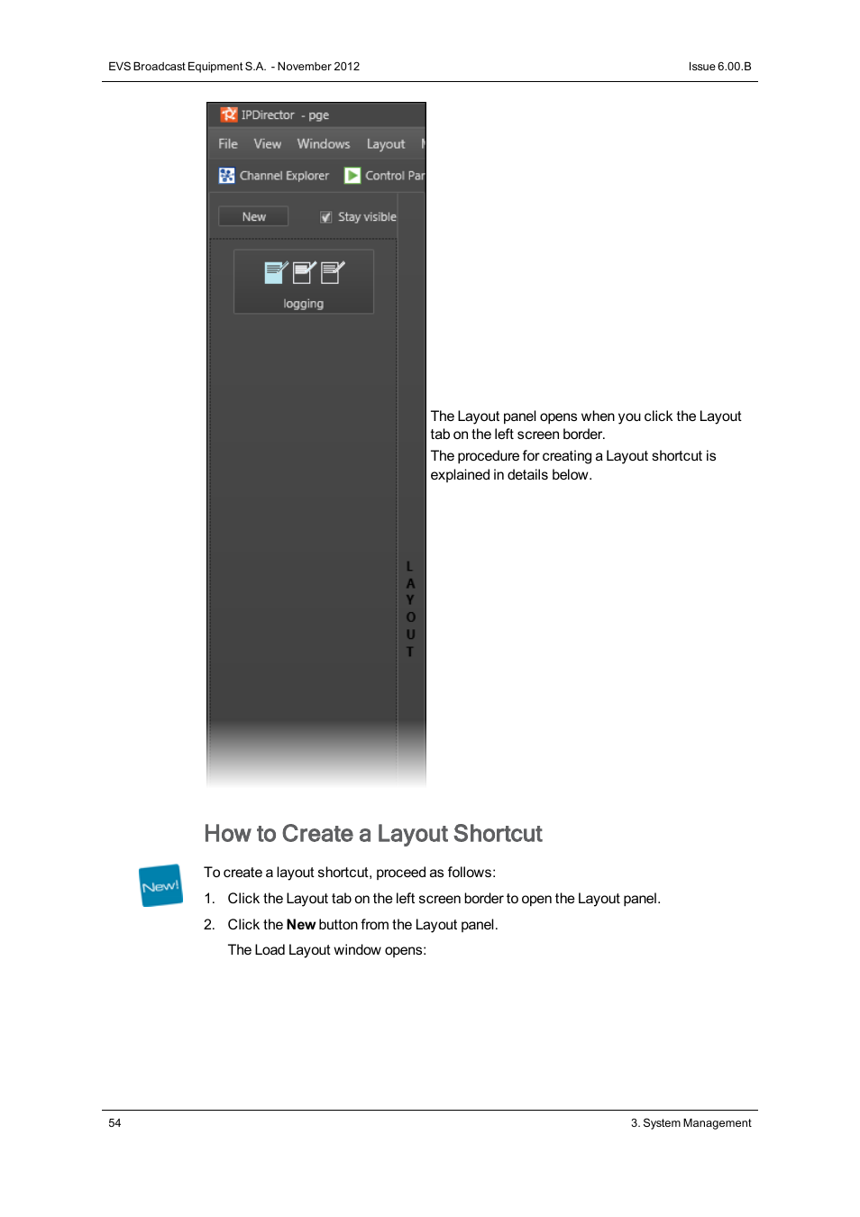 How to create a layout shortcut | EVS IPDirector Version 6.0 - November 2012 Part 1 User's Manual User Manual | Page 64 / 140