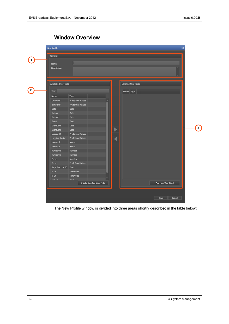 Window overview | EVS IPDirector Version 6.0 - November 2012 Part 1 User's Manual User Manual | Page 72 / 140