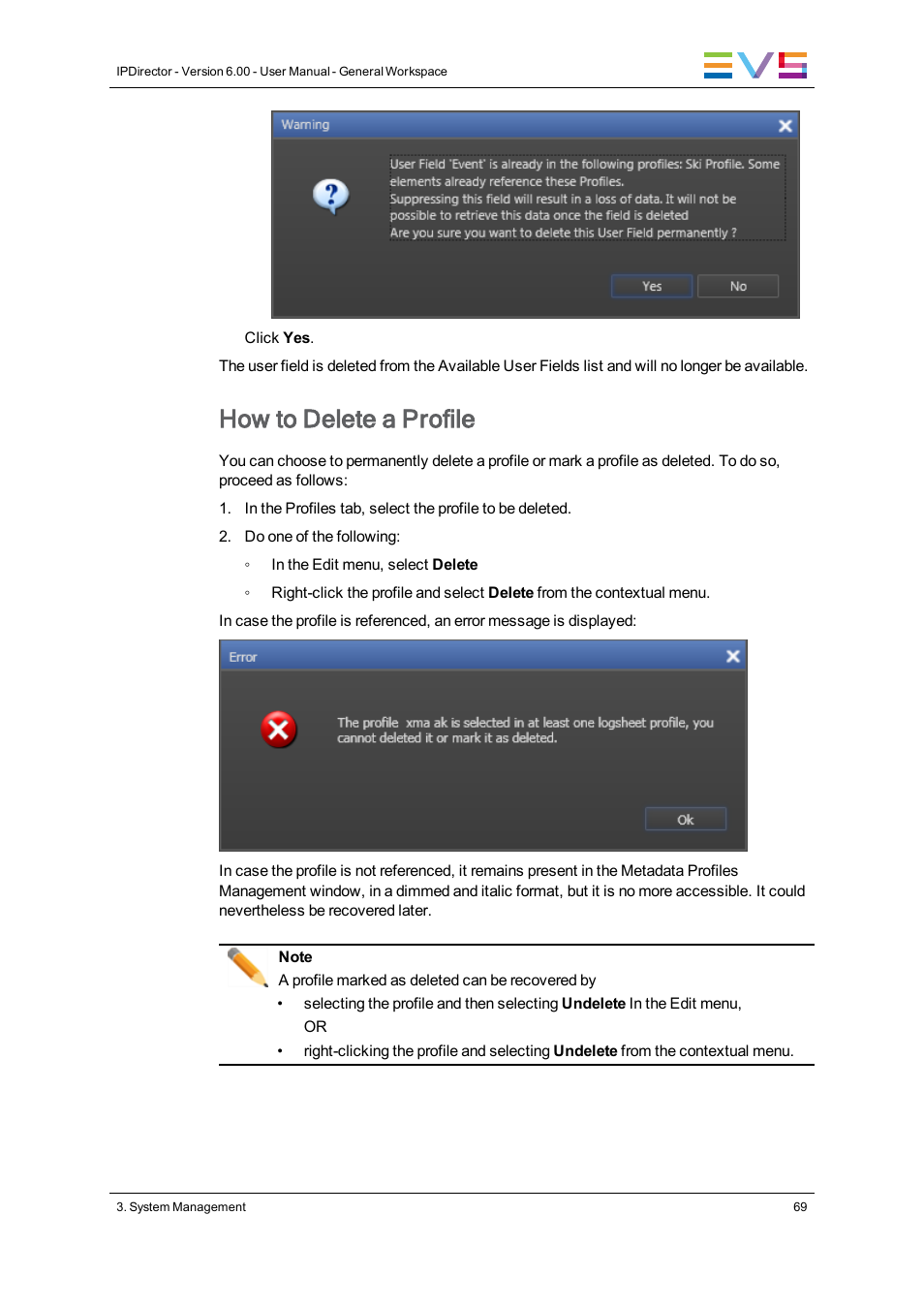 How to delete a profile | EVS IPDirector Version 6.0 - November 2012 Part 1 User's Manual User Manual | Page 79 / 140