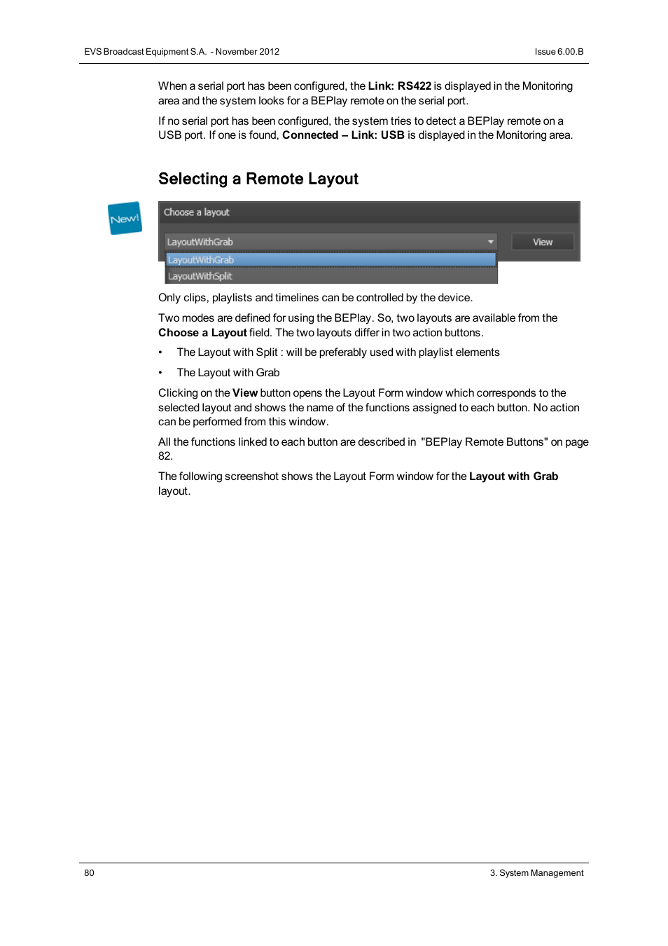 Selecting a remote layout | EVS IPDirector Version 6.0 - November 2012 Part 1 User's Manual User Manual | Page 90 / 140