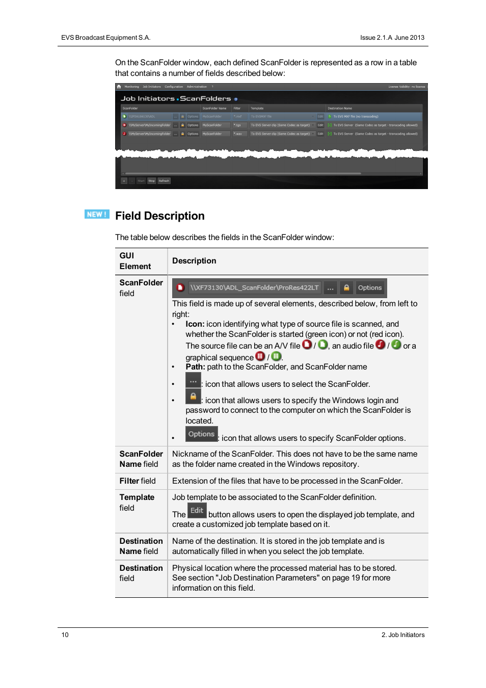 Field description | EVS Xsquare Version 2.1 User Manual User Manual | Page 16 / 69