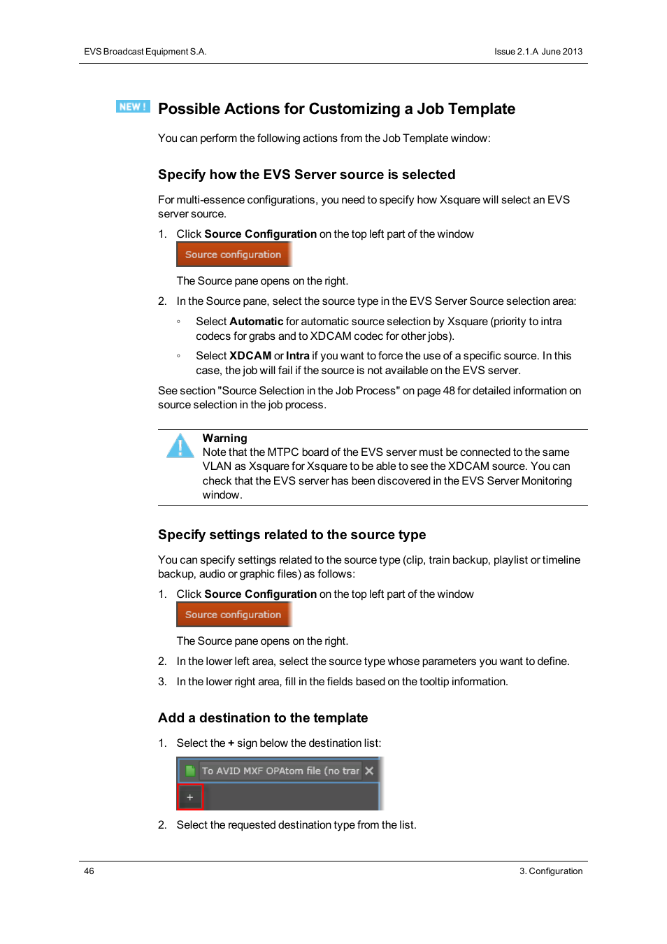 Possible actions for customizing a job template | EVS Xsquare Version 2.1 User Manual User Manual | Page 52 / 69