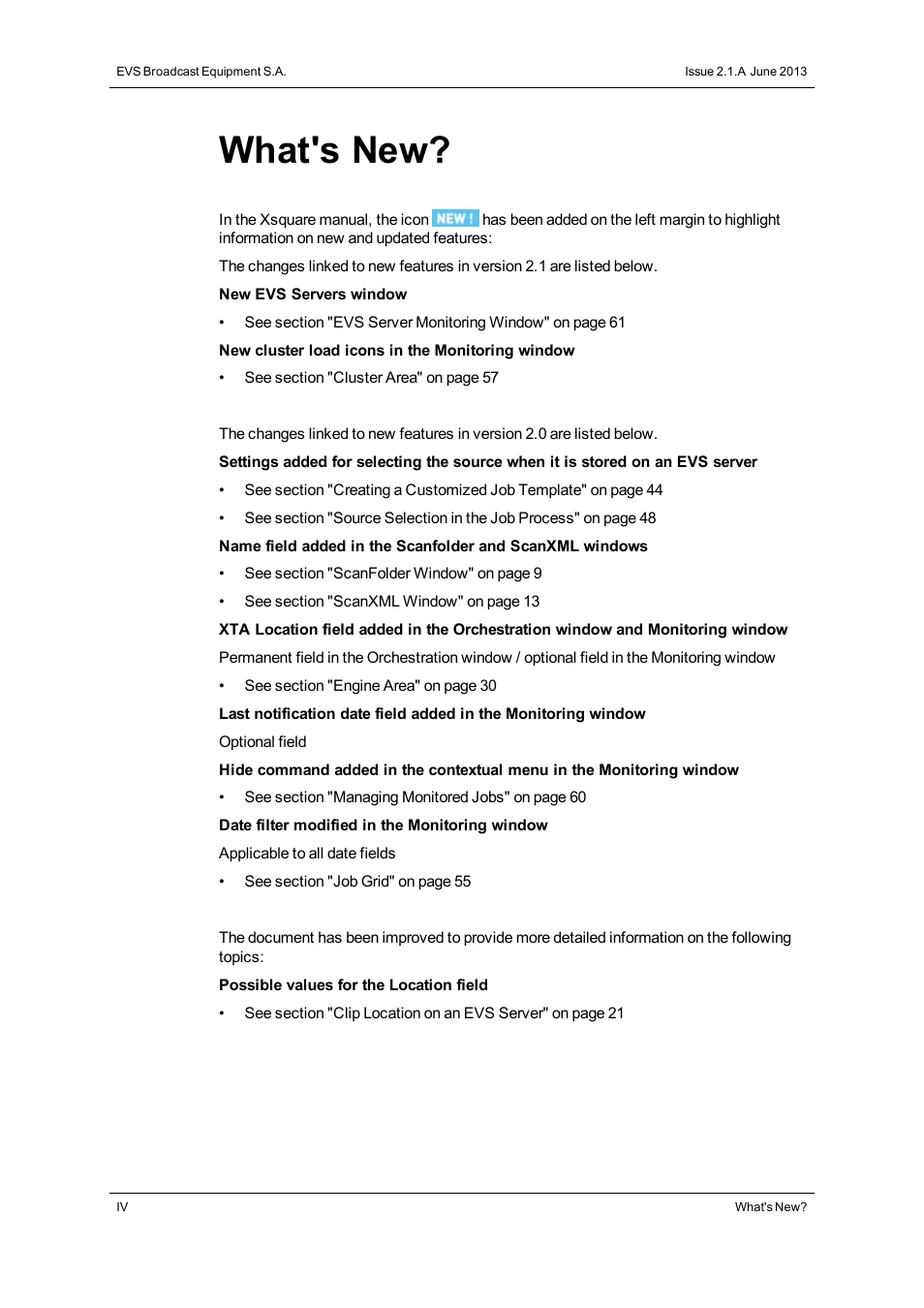 What's new | EVS Xsquare Version 2.1 User Manual User Manual | Page 6 / 69
