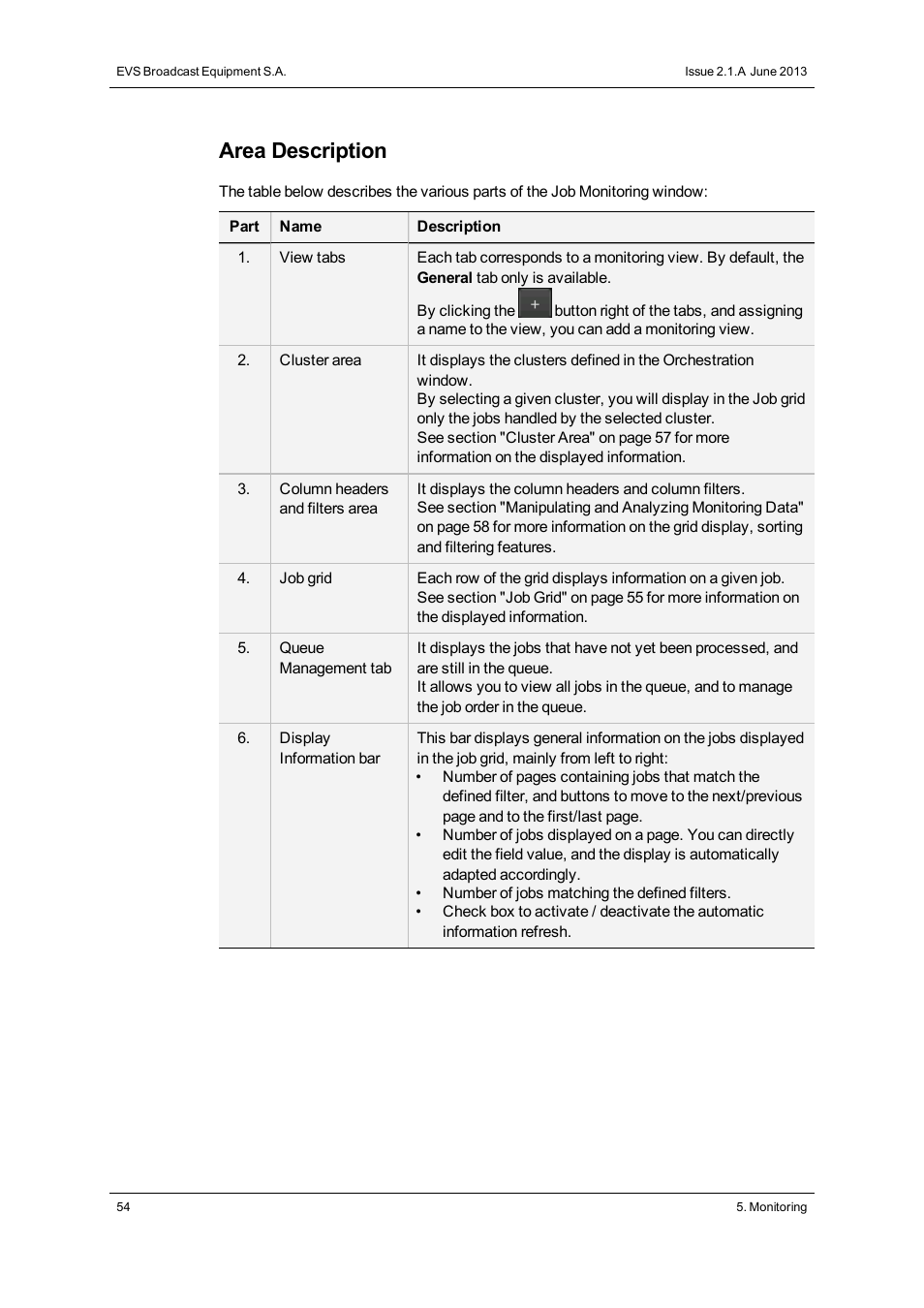 Area description | EVS Xsquare Version 2.1 User Manual User Manual | Page 60 / 69