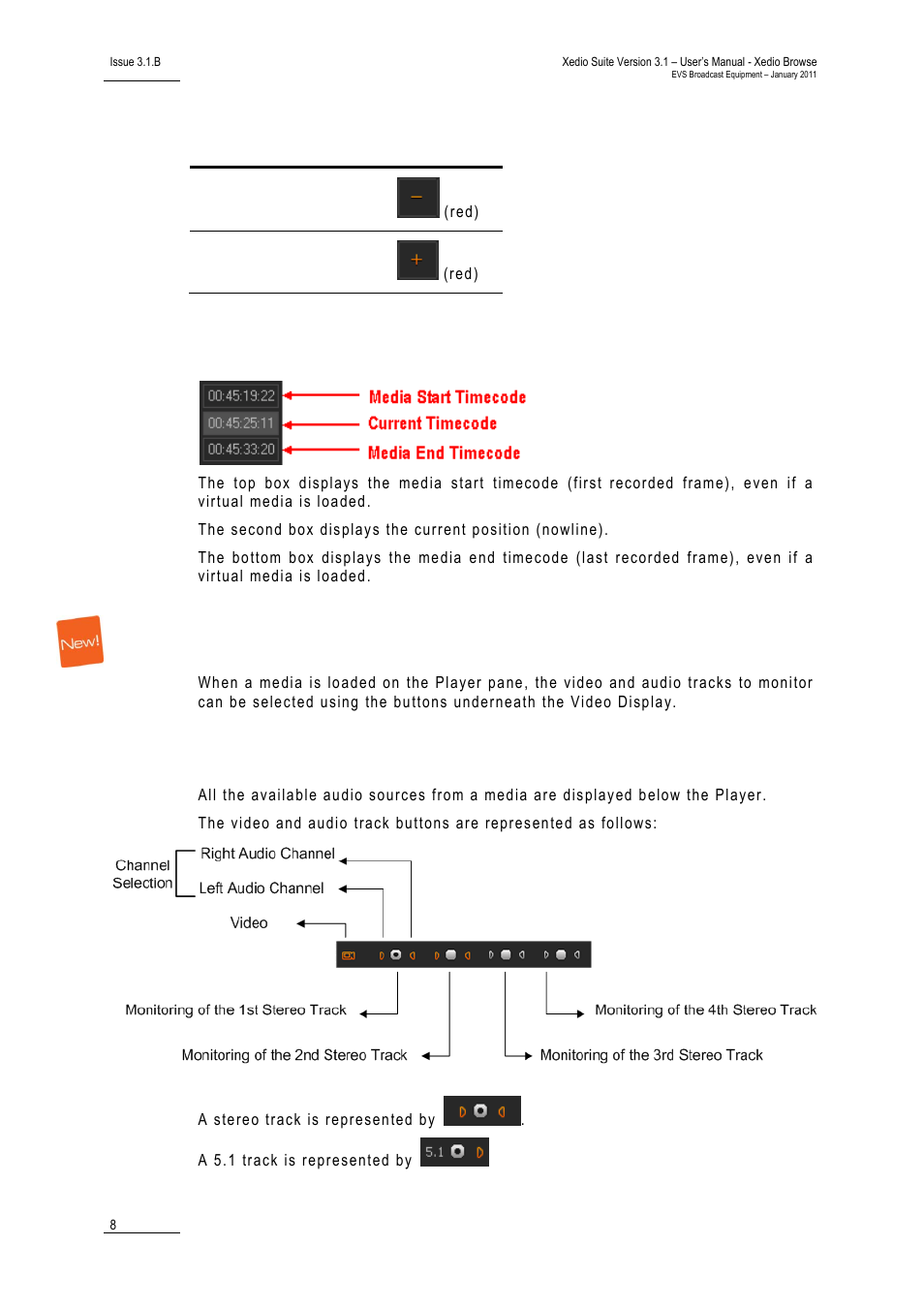 2 timecode value fields, Video and audio monitoring tools, Overview | Timecode value fields, Imecode, Alue, Ields, Ideo and, Udio, Onitoring | EVS XEDIO Browse Version 3.1 - January 2011 User Manual User Manual | Page 13 / 38