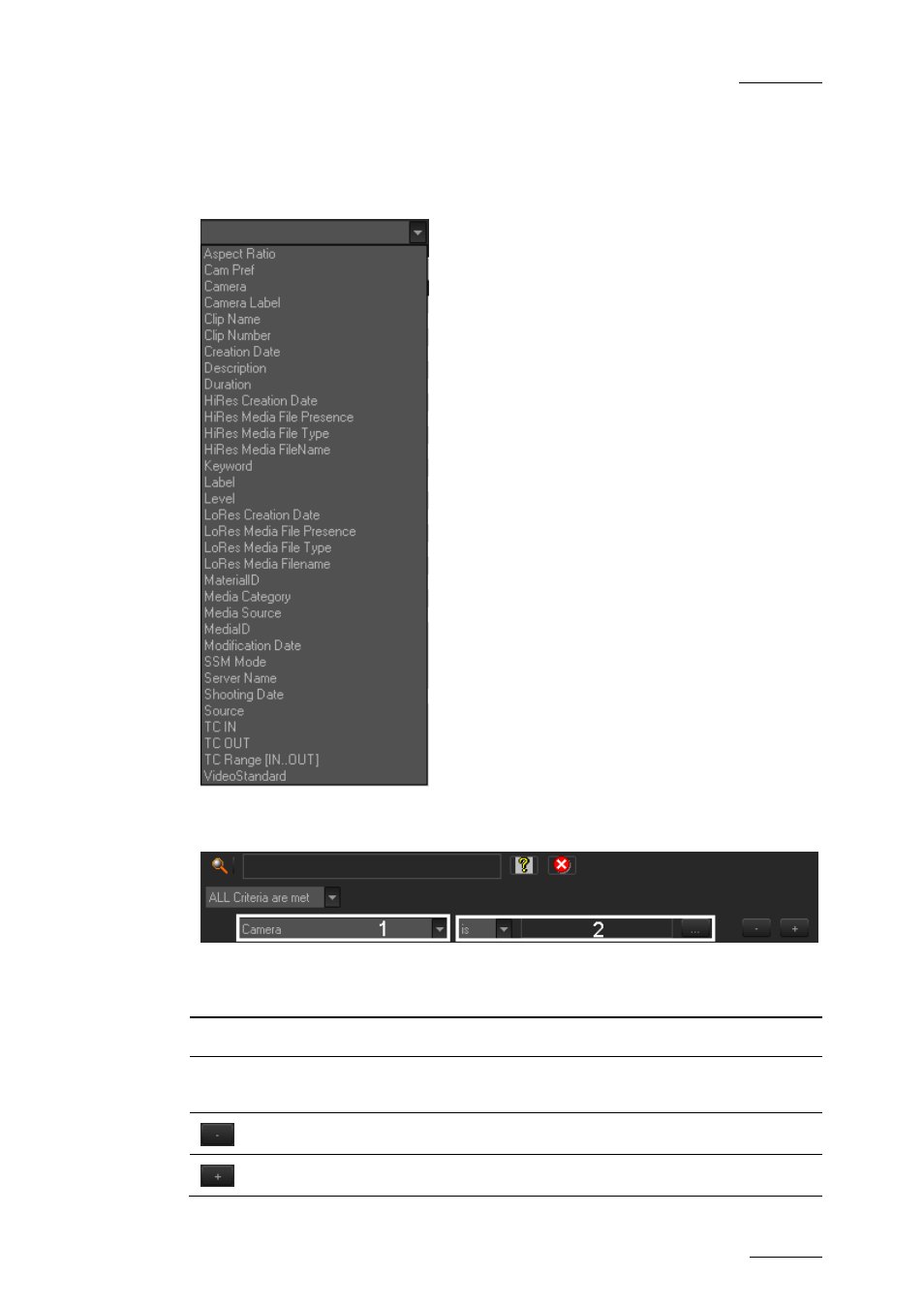 Filter fields | EVS Xedio Dispatcher Version 4.00 - July 2011 User Manual User Manual | Page 73 / 97