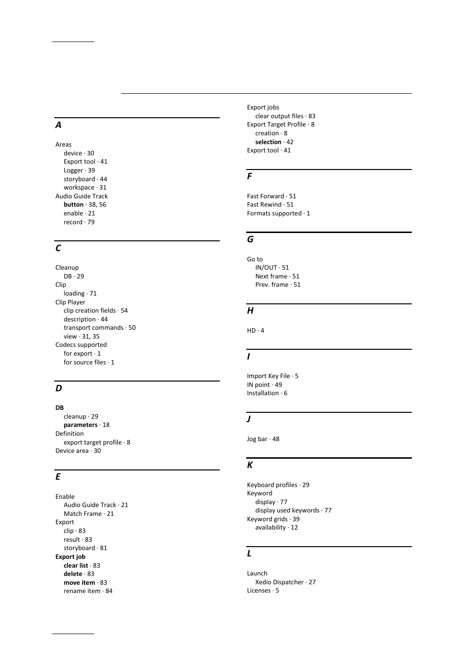 Index | EVS Xedio Dispatcher Version 4.00 - July 2011 User Manual User Manual | Page 94 / 97