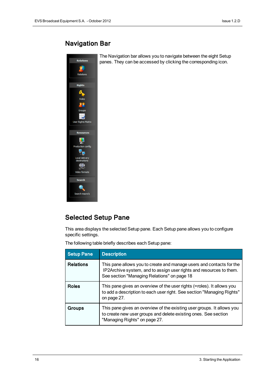 Navigation bar, Selected setup pane | EVS IP2Archive MAD Config Version 1.2 - October 2012 User Manual User Manual | Page 21 / 48