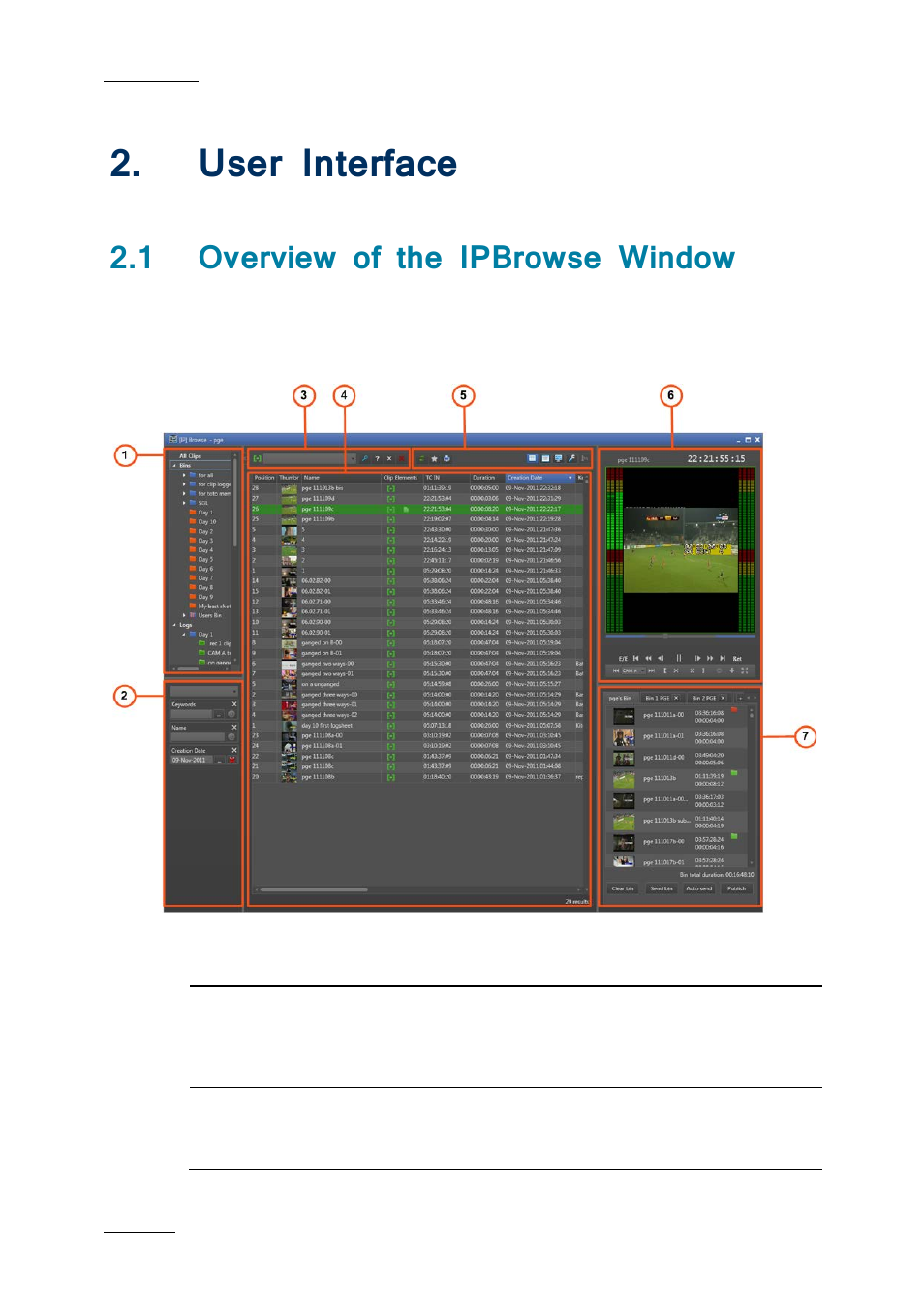 User interface, 1 overview of the ipbrowse window, Nterface | Overview of the ipbrowse window | EVS IPBrowse Version 6.0 - November 2012 User's Manual User Manual | Page 12 / 90