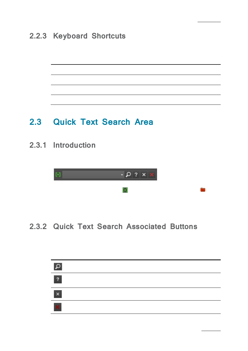 3 keyboard shortcuts, 3 quick text search area, 1 introduction | 2 quick text search associated buttons, Keyboard shortcuts, Quick text search area, Introduction, Quick text search associated buttons | EVS IPBrowse Version 6.0 - November 2012 User's Manual User Manual | Page 17 / 90
