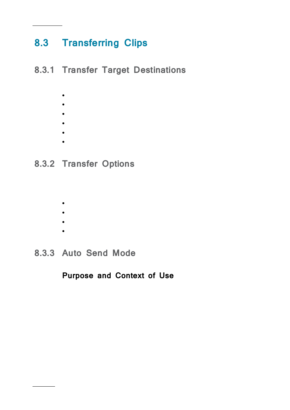 3 transferring clips, 1 transfer target destinations, 2 transfer options | 3 auto send mode, Purpose and context of use, Transferring clips, Transfer target destinations, Transfer options, Auto send mode, 3 ‘transferring clips | EVS IPBrowse Version 6.0 - November 2012 User's Manual User Manual | Page 78 / 90