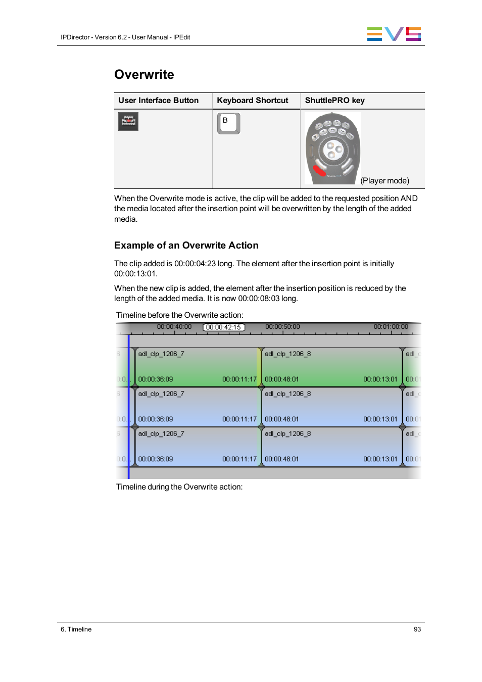 Overwrite | EVS IPDirector Version 6.2 - June 2013 IPEDIT User Manual User Manual | Page 105 / 264