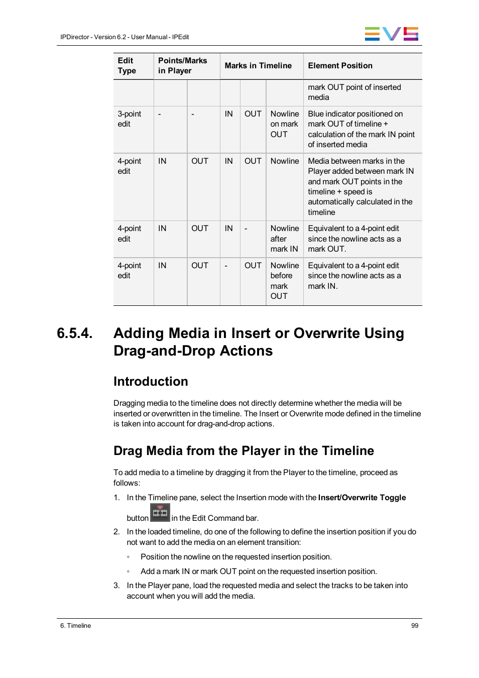 Introduction, Drag media from the player in the timeline | EVS IPDirector Version 6.2 - June 2013 IPEDIT User Manual User Manual | Page 111 / 264