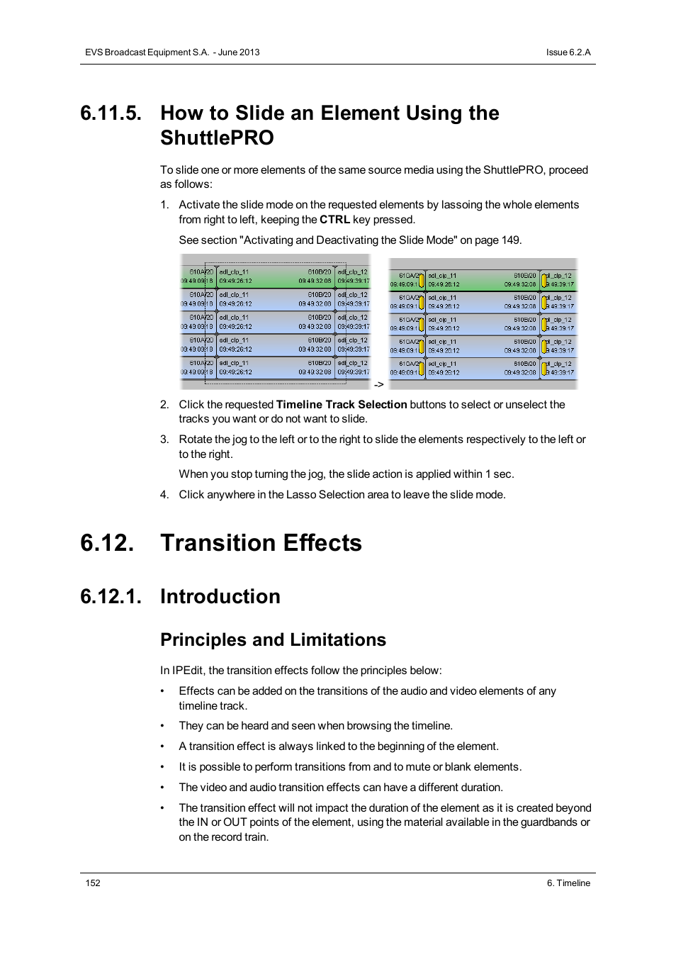 How to slide an element using the shuttlepro, Transition effects, Introduction | Principles and limitations | EVS IPDirector Version 6.2 - June 2013 IPEDIT User Manual User Manual | Page 164 / 264