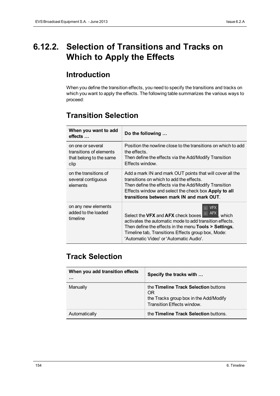 Introduction, Transition selection, Track selection | EVS IPDirector Version 6.2 - June 2013 IPEDIT User Manual User Manual | Page 166 / 264