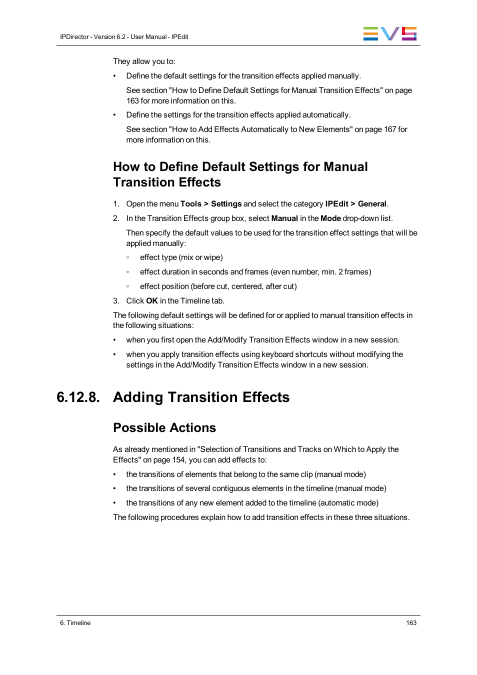 Adding transition effects, Possible actions | EVS IPDirector Version 6.2 - June 2013 IPEDIT User Manual User Manual | Page 175 / 264