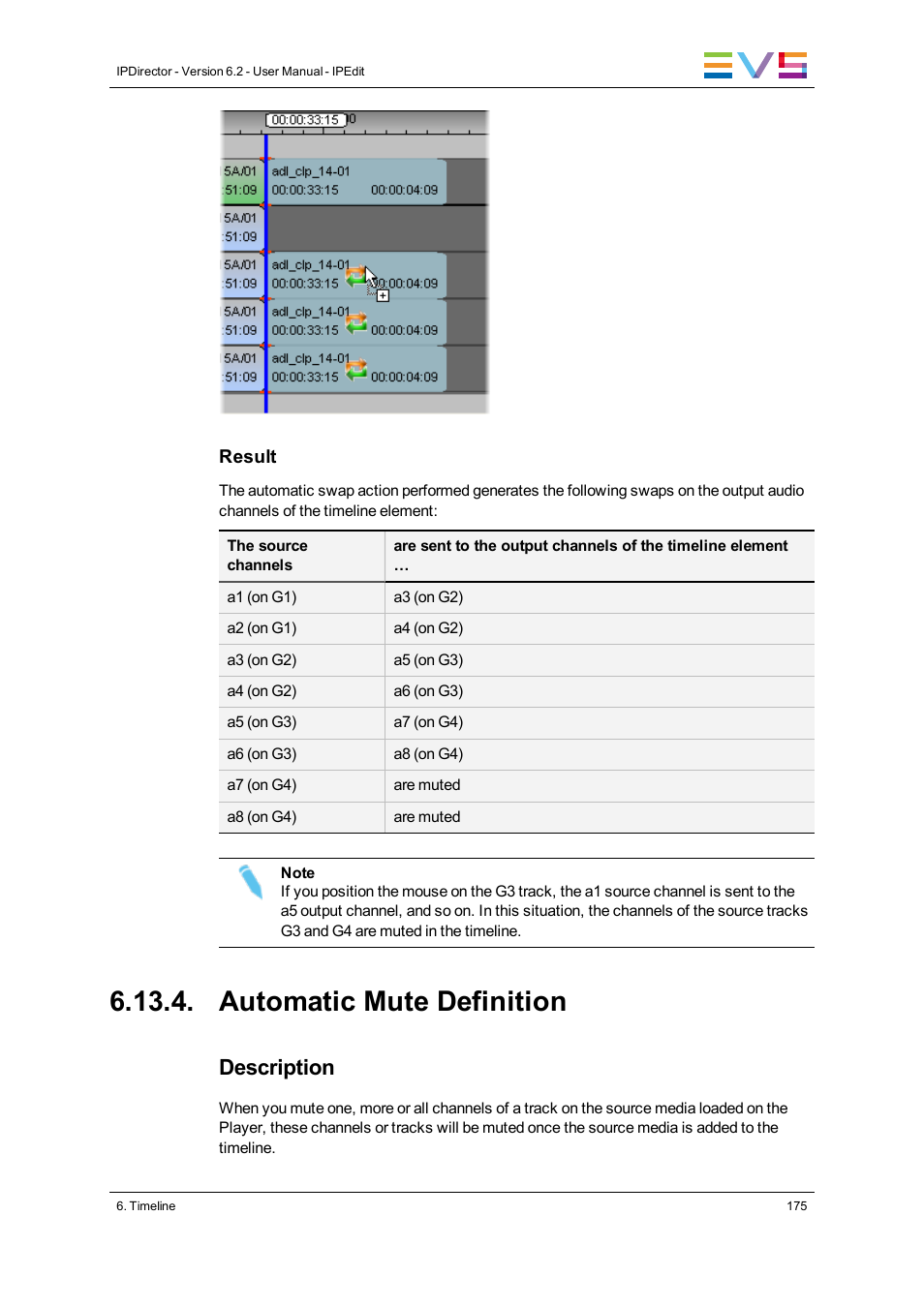 Automatic mute definition, Description | EVS IPDirector Version 6.2 - June 2013 IPEDIT User Manual User Manual | Page 187 / 264