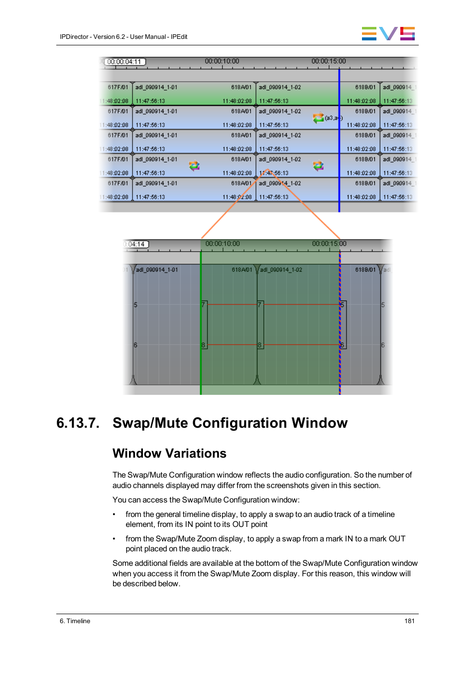Swap/mute configuration window, Window variations | EVS IPDirector Version 6.2 - June 2013 IPEDIT User Manual User Manual | Page 193 / 264