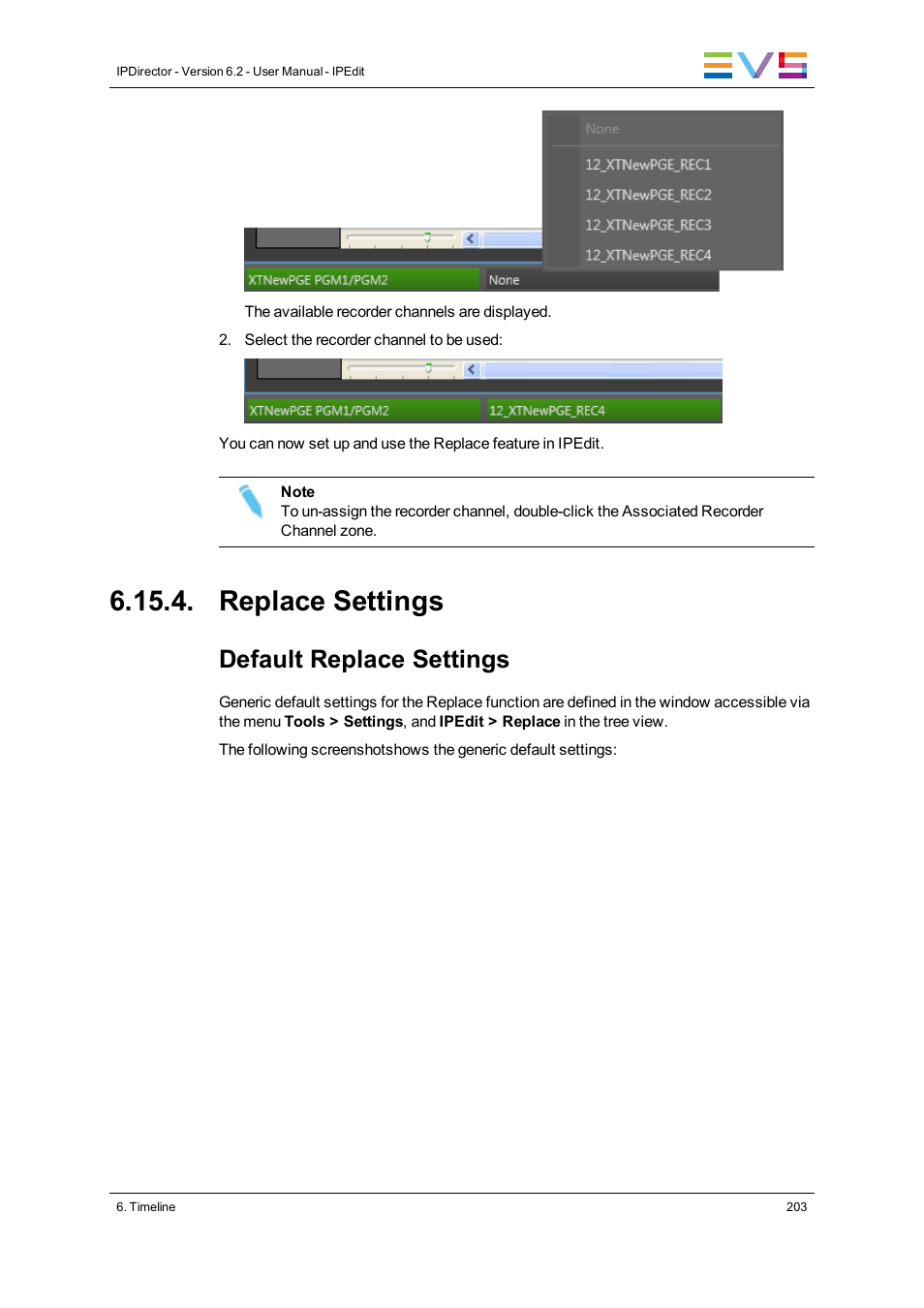 Replace settings, Default replace settings | EVS IPDirector Version 6.2 - June 2013 IPEDIT User Manual User Manual | Page 215 / 264