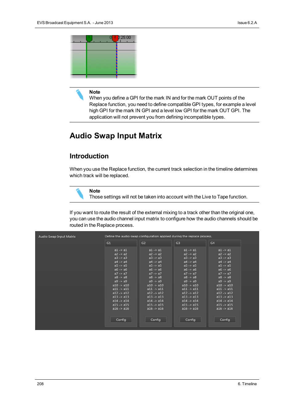 Audio swap input matrix, Introduction | EVS IPDirector Version 6.2 - June 2013 IPEDIT User Manual User Manual | Page 220 / 264