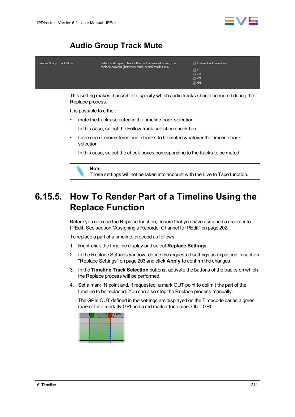 Audio group track mute | EVS IPDirector Version 6.2 - June 2013 IPEDIT User Manual User Manual | Page 223 / 264