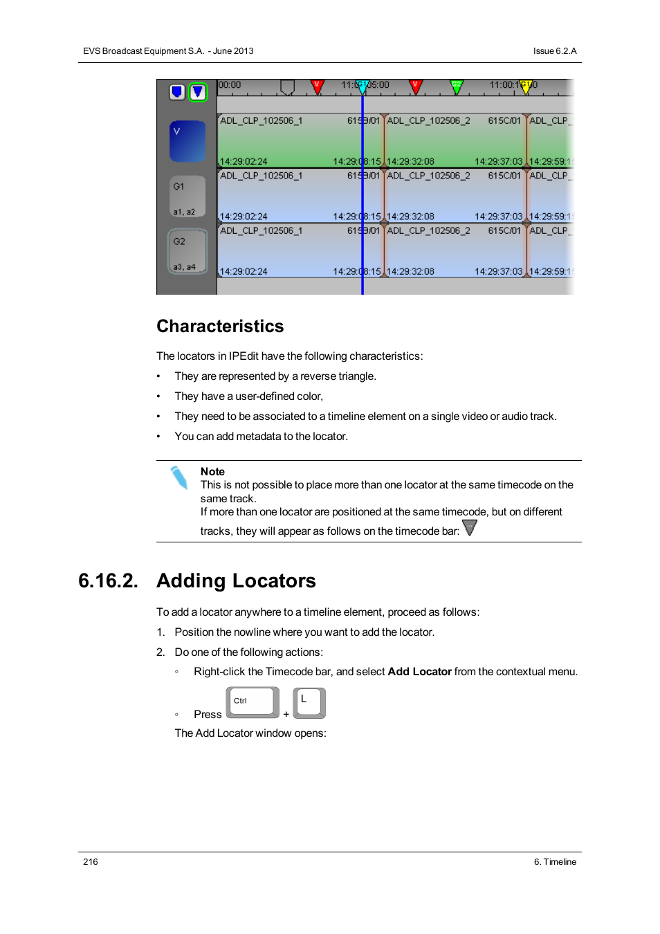 Adding locators, Characteristics | EVS IPDirector Version 6.2 - June 2013 IPEDIT User Manual User Manual | Page 228 / 264