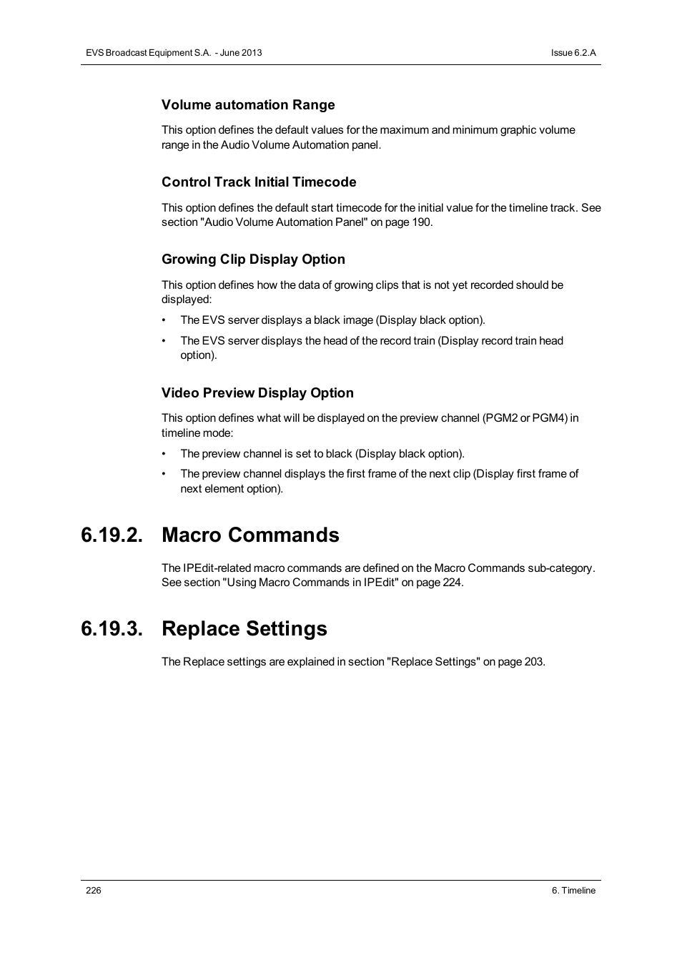 Macro commands, Replace settings | EVS IPDirector Version 6.2 - June 2013 IPEDIT User Manual User Manual | Page 238 / 264