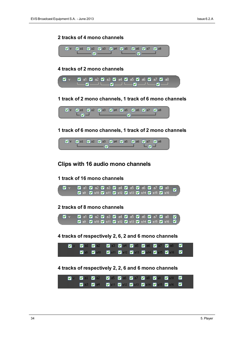 Clips with 16 audio mono channels | EVS IPDirector Version 6.2 - June 2013 IPEDIT User Manual User Manual | Page 46 / 264