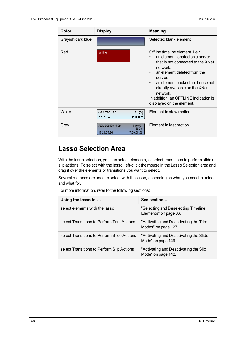 Lasso selection area | EVS IPDirector Version 6.2 - June 2013 IPEDIT User Manual User Manual | Page 60 / 264