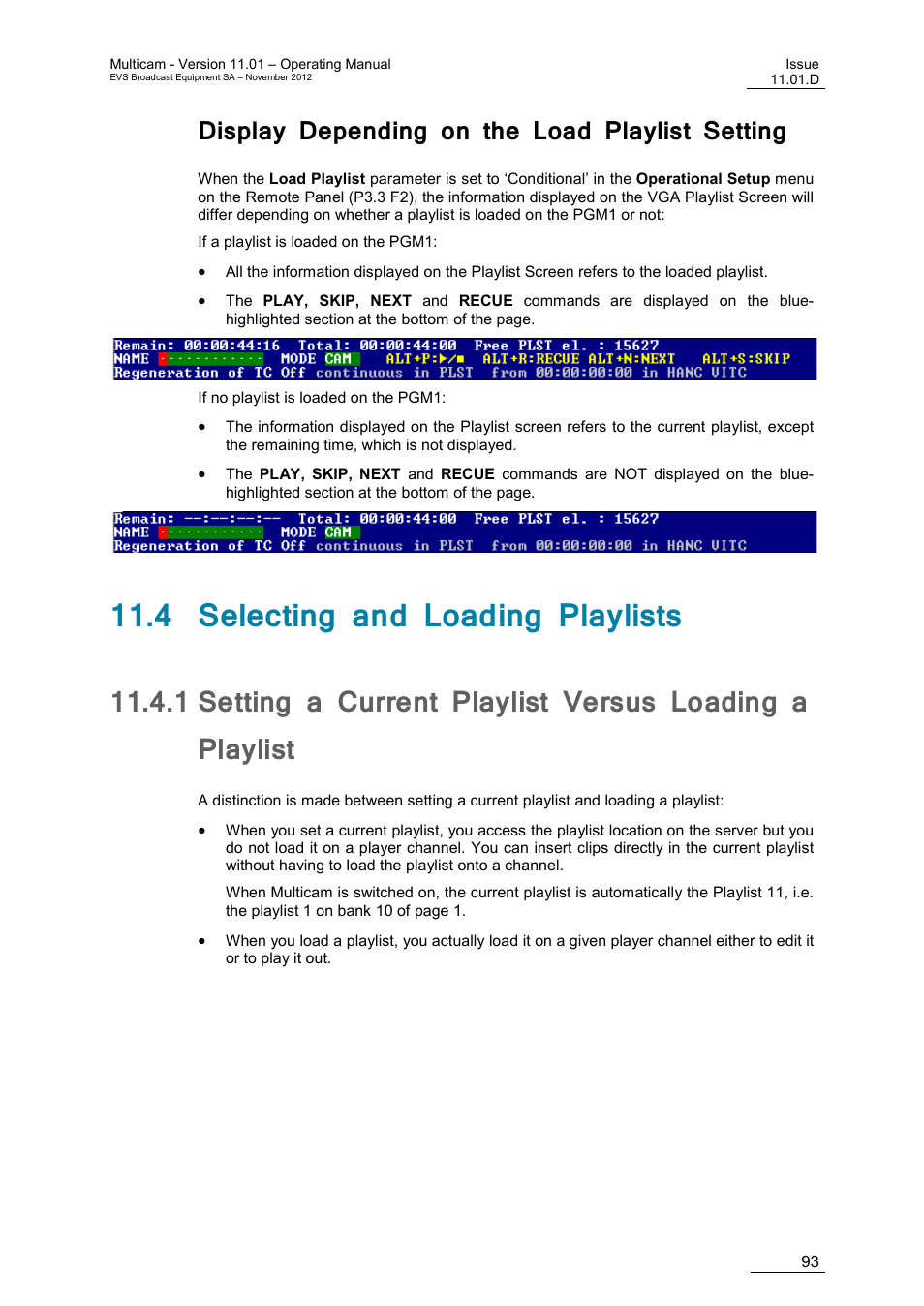 Display depending on the load playlist setting, 4 selecting and loading playlists | EVS XT3 MulticamLSM Version 11.01 - November 2012 Operation Manual User Manual | Page 103 / 209
