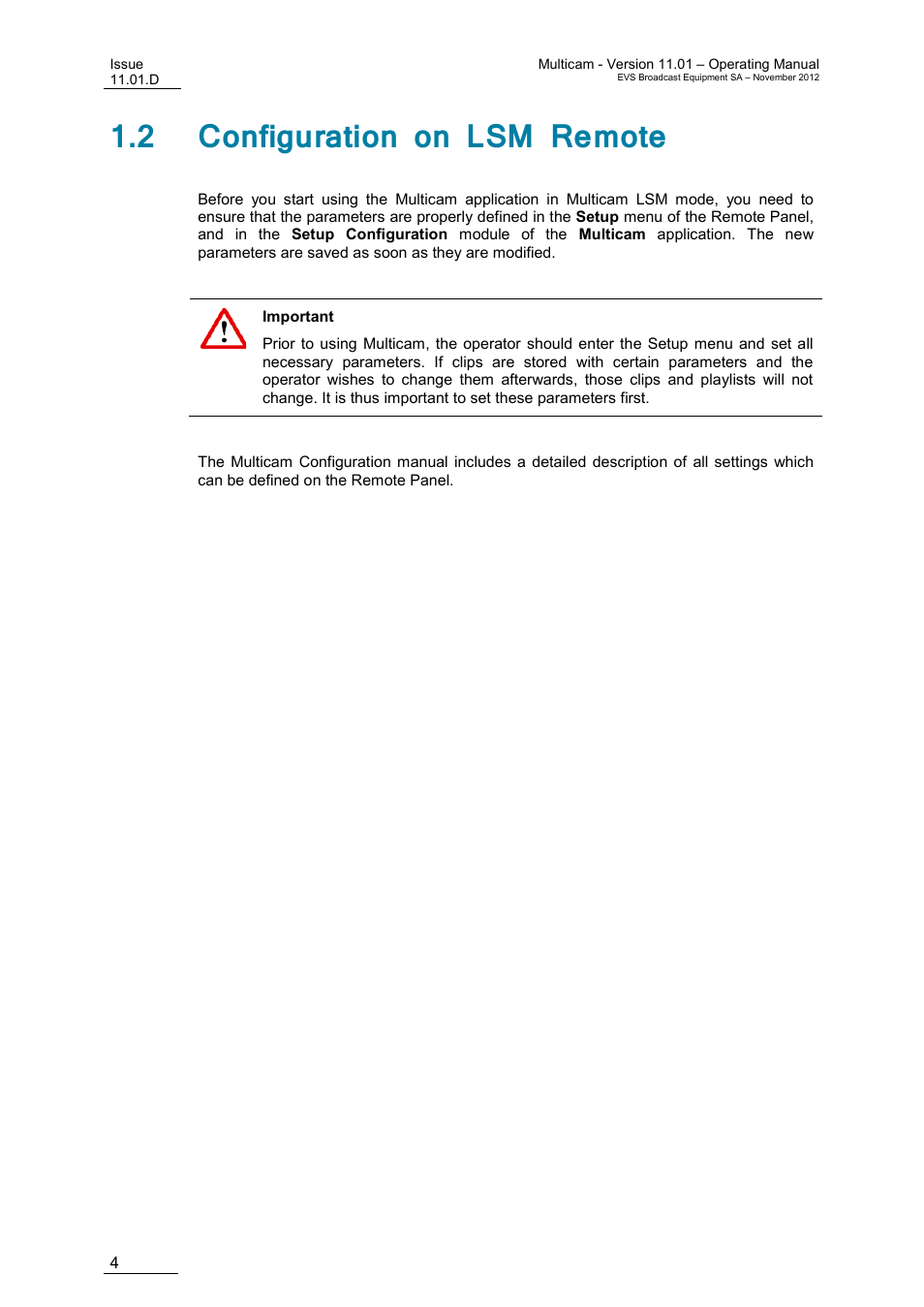 2 configuration on lsm remote | EVS XT3 MulticamLSM Version 11.01 - November 2012 Operation Manual User Manual | Page 14 / 209