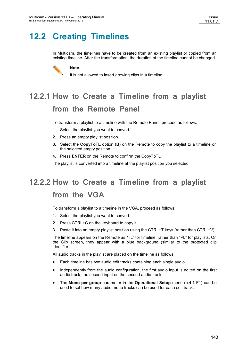 2 creating timelines | EVS XT3 MulticamLSM Version 11.01 - November 2012 Operation Manual User Manual | Page 153 / 209
