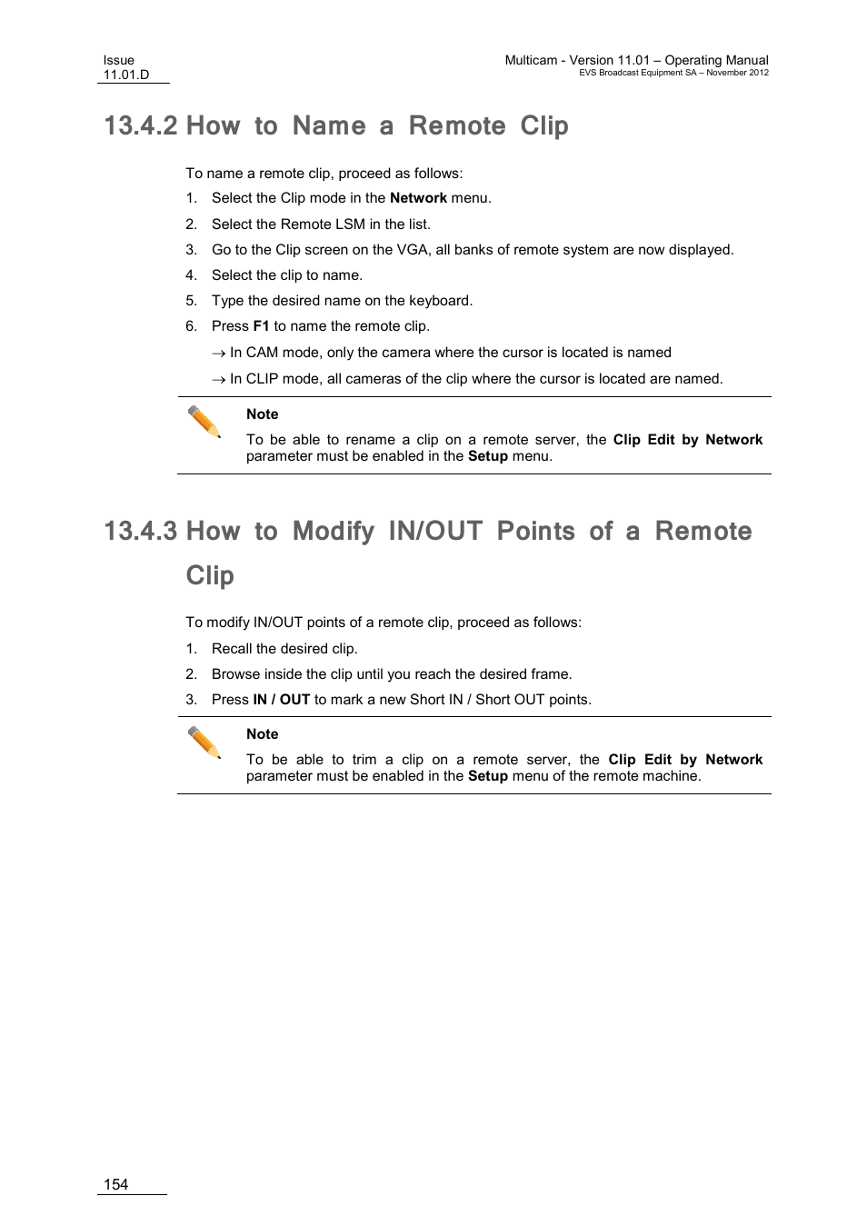 2 how to name a remote clip, 3 how to modify in/out points of a remote clip, How to name a remote clip | How to modify in/out points of a remote clip | EVS XT3 MulticamLSM Version 11.01 - November 2012 Operation Manual User Manual | Page 164 / 209