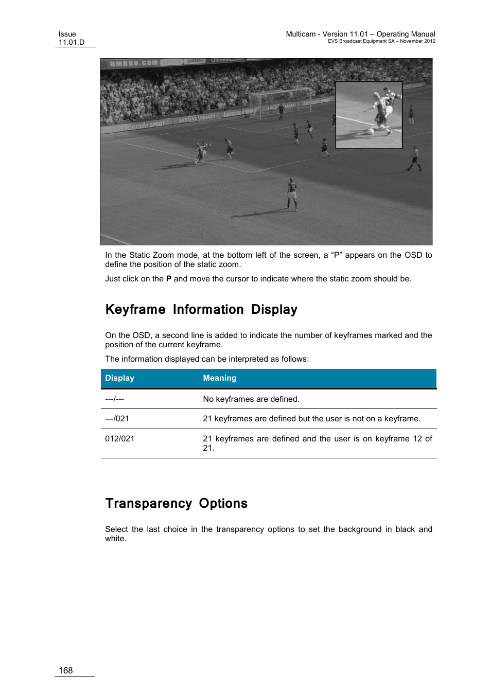 Keyframe information display, Transparency options | EVS XT3 MulticamLSM Version 11.01 - November 2012 Operation Manual User Manual | Page 178 / 209
